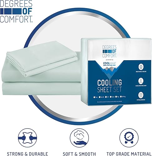 Miniatura 8 de DEGREES OF COMFORT Coolmax - Sábanas refrescantes para cama tamaño King, el mejor juego de sábanas para personas que duermen con calor, bolsillo