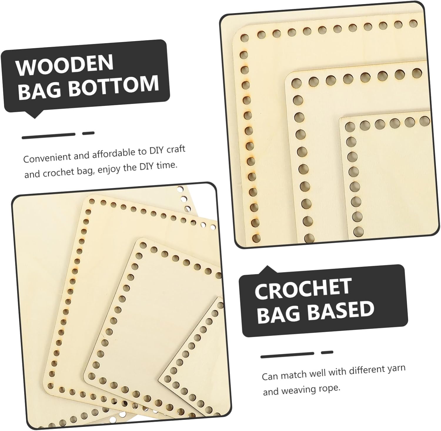 Holibanna 5Pcs Wooden Base for Crochet Basket DIY Pre Drilled Bag Decoration Bottoms Craft Supplies for Handbag Shoulder Bag Making