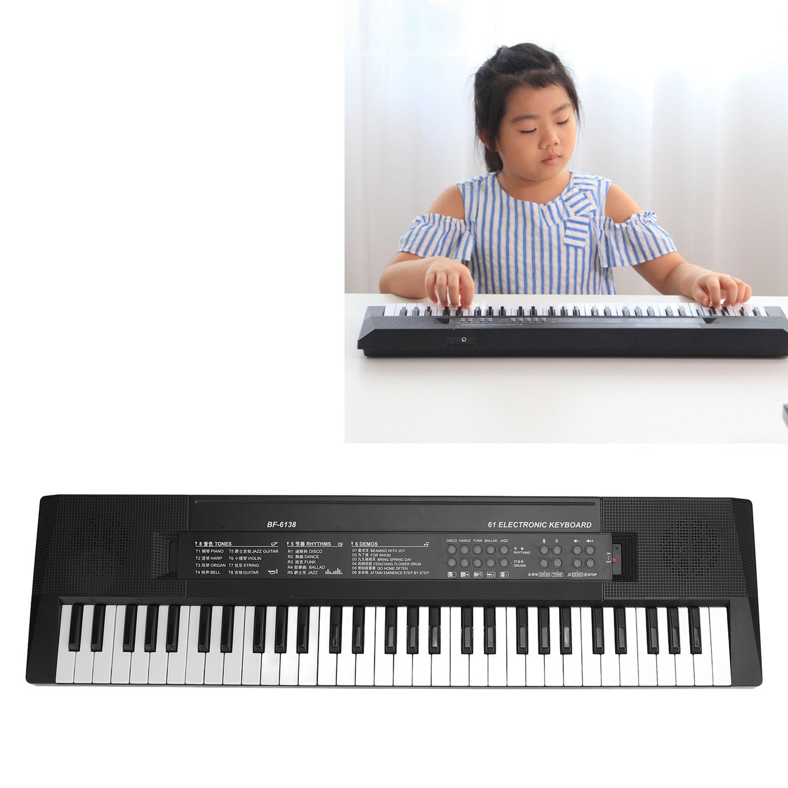 Generic Giocattolo per Tastiera di Pianoforte a 61 Tasti per Bambini, Strumento Musicale Portatile con Microfono e Funzioni Educative per Bambini Dai 3 Anni in su