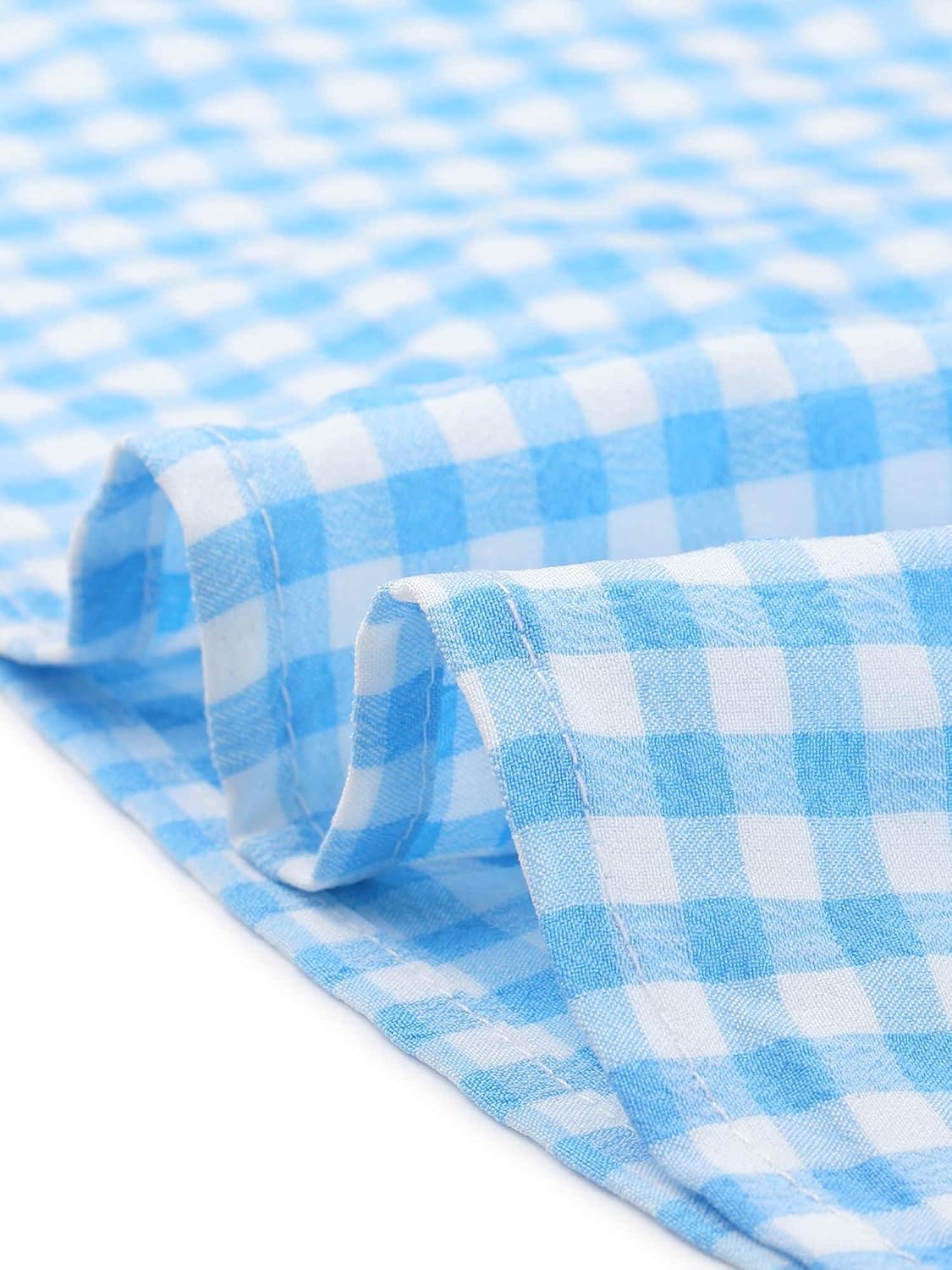 Allegra K Summer Gingham Tops for Women's Plaid Peasant Round Neck Ruffles Cute Puff Sleeve Tops - Image 5