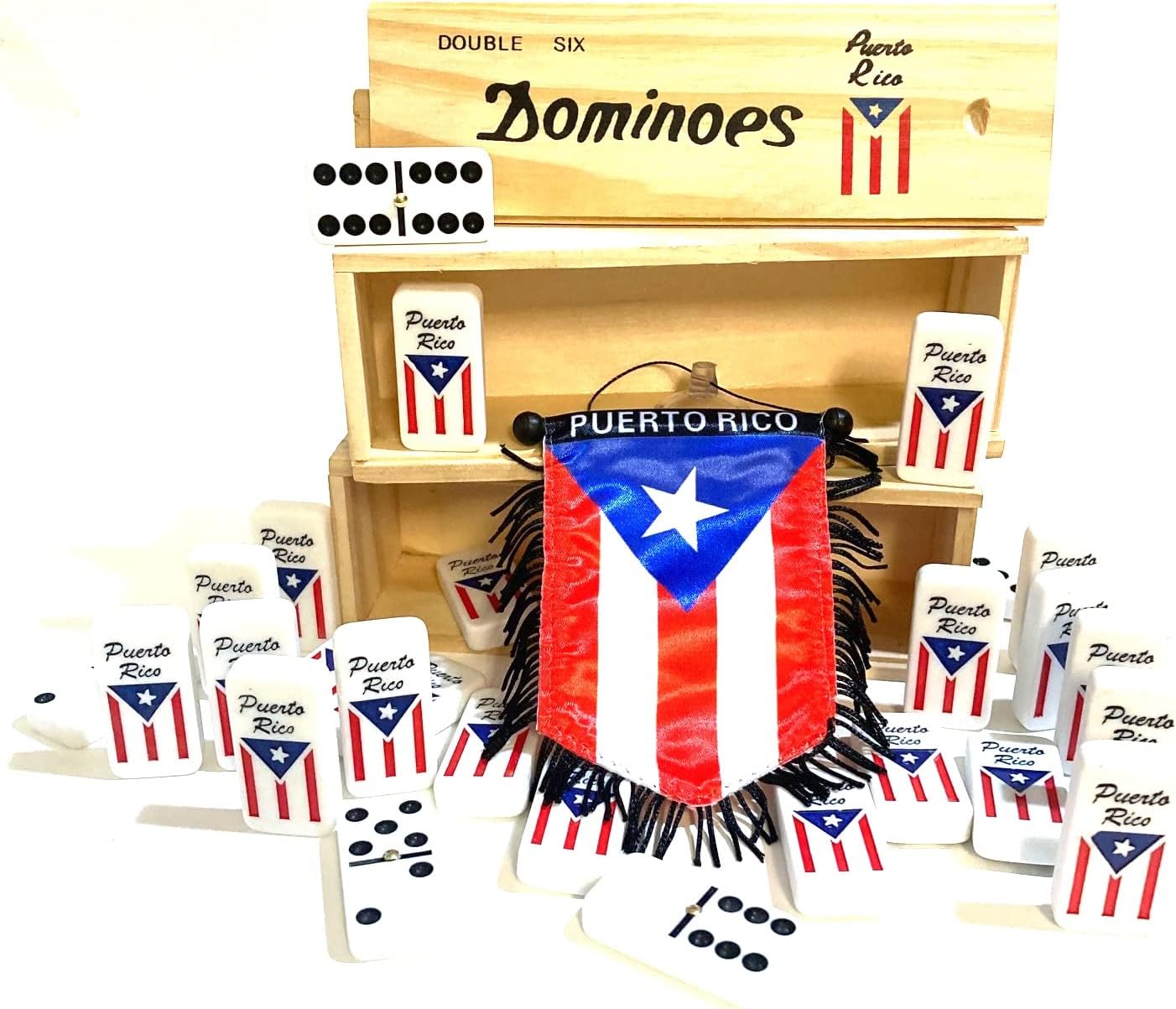Puerto Rico Dominoes Set Premium Puerto Rican Domino Flag Adult Size Boricua Value Pack