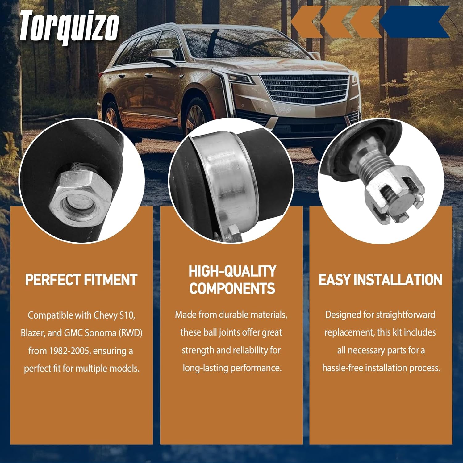 4pcs Front Suspension Kit Lower Upper Ball Joint for Chevy S10 RWD 1982-2003, Chevy Blazer RWD 1995-2005, GMC Sonoma RWD 1991-2003