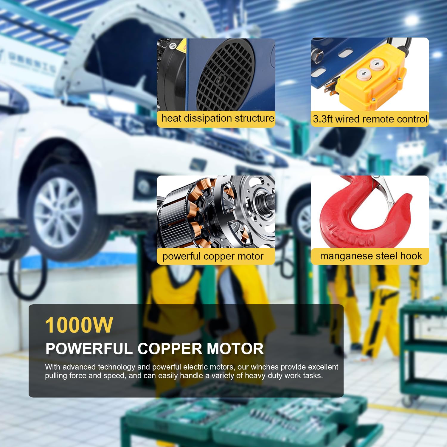 Electric Hoist Crane,Wire Rope Electric Hoist 110V Micro Electric Winch,Electric Hoist Lift 200-400kg,Overhead Engine Lift,Wire Rope: 30m