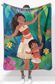 Disney Moana Plush Throw Blanket 40x50 Cozy Lightweight Super Soft Microfiber Kids Fleece Blanket for Couch Bed Travel, Machine Washable Gift for Kids Official Disney Product