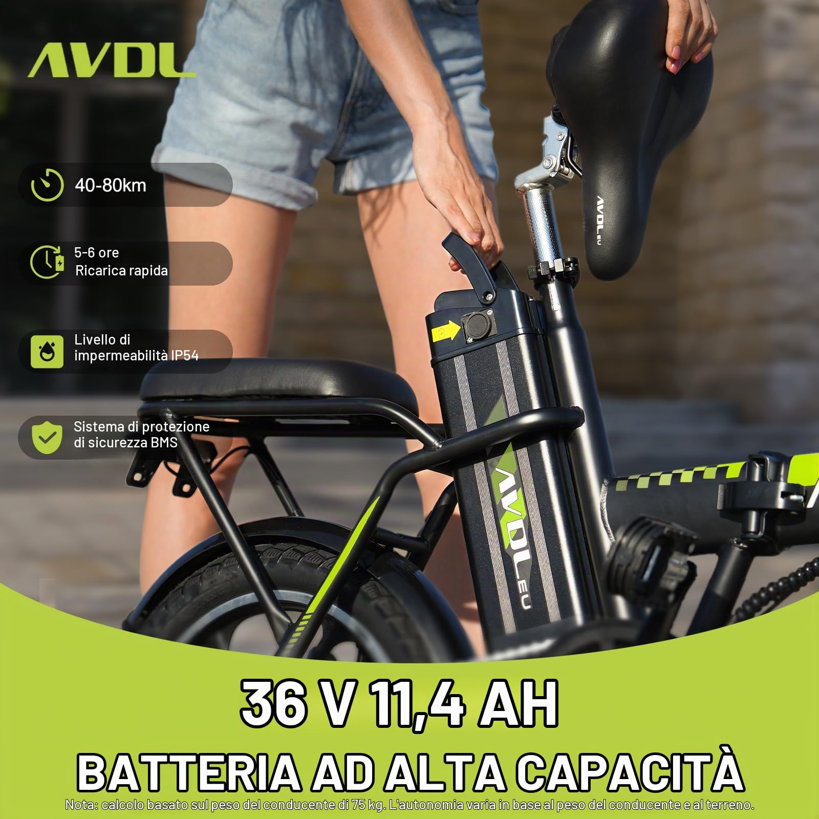 Bicicletta elettrica pieghevole da 16 pollici per adulti, bicicletta elettrica da uomo e donna, bicicletta elettrica urbana, batteria 36 V 12,8 Ah, assistenza elettrica fino a 25 km/h, freni a