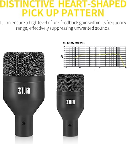 Miniatura 3 de XTUGA DI7 7 PCS Kit de micrófono de batería dinámico inalámbrico de metal Kick Bass, TomSnare y platillos de uso para batería, vocal, otro