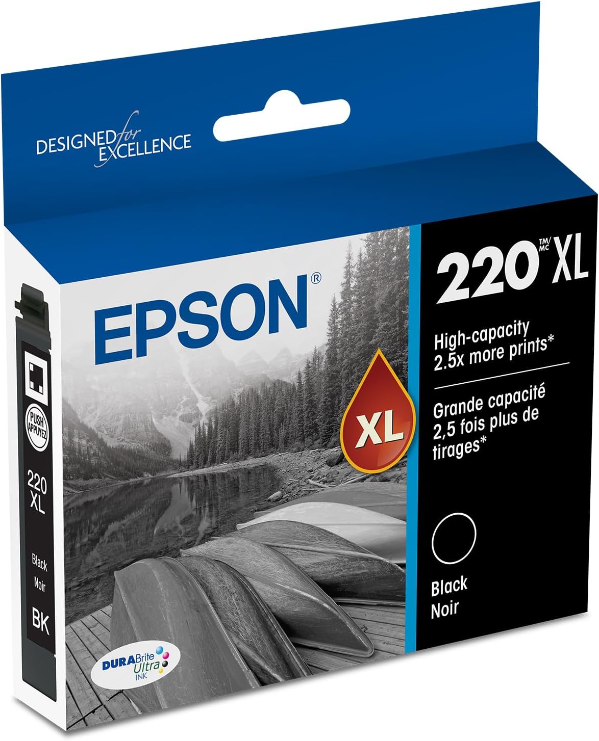 EPSON 220 DURABrite Ultra Ink High Capacity Black Cartridge (T220XL120-S) Works with WorkForce WF-2630,2650, 2660, 2750, 2760 and Expression XP-320,420, 424