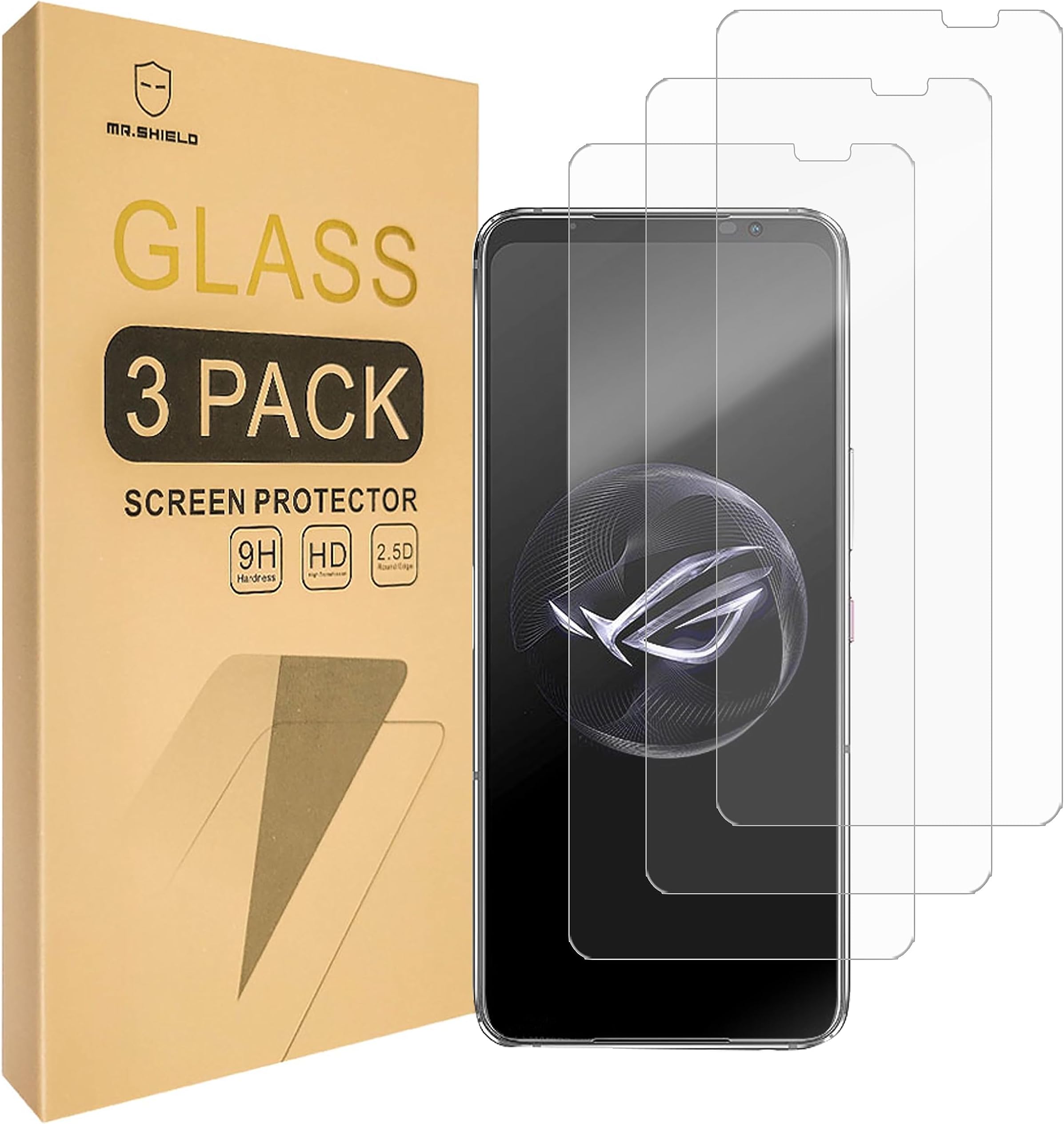 Mr.Shield [3-Pack] Screen Protector For Asus Rog Phone 7 / Rog Phone 7 Ultimate [Tempered Glass] [Japan Glass with 9H Hardness] Screen Protector