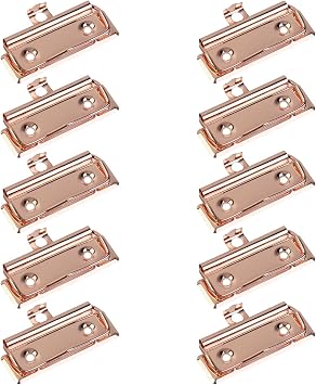 MY MIRONEY 10 PCS Clipboard Clips with Rivets, Spring Loaded Clipboards Hardware Mountable Document File Clamps with Hanging Hole, Rose Gold, 2.83" x 1.18"