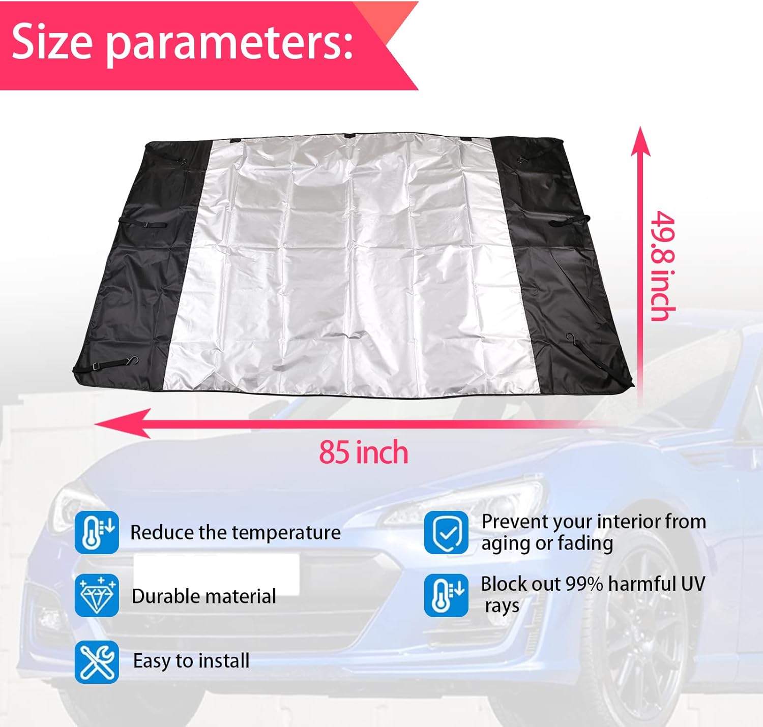 PIUGILH Car Windshield Snow Cover for Land Rover Defender 90 110 2004-2023,Windshield Snow Ice Cover Sun Cover,All Weather Dustproof Windshield Cover,Protects Windshield from Rain, Sun, Frost