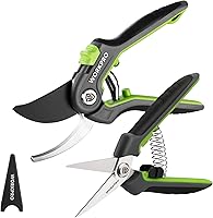 WORKPRO Garden Pruning Shears 2-Pack: 8" Bypass Pruners & 6.25" Straight Scissors - Sharp SK5 Blades, Ergonomic for Trimming Plants, Flowers & Fruits