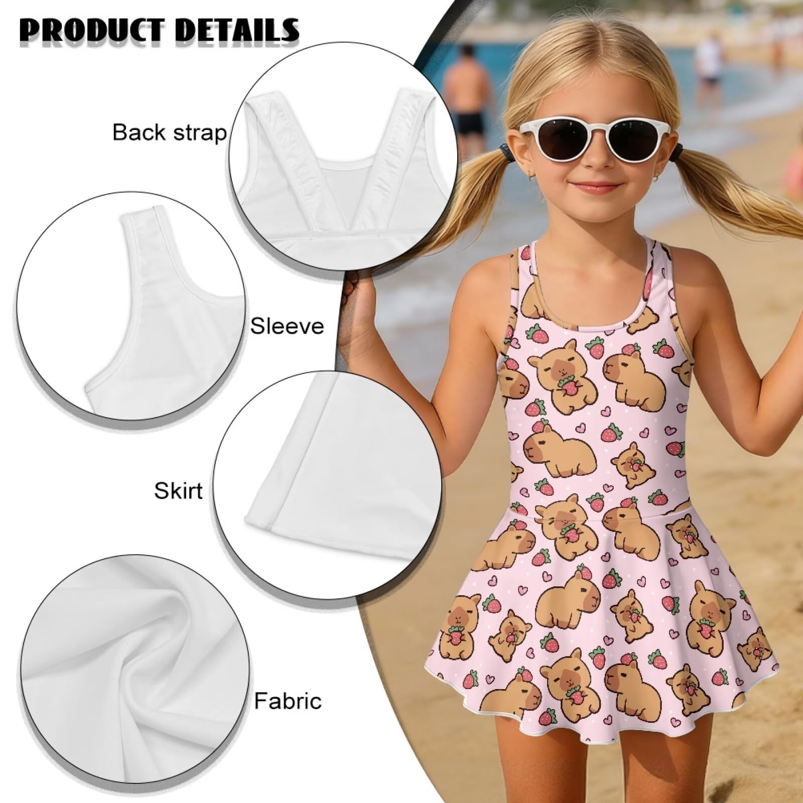 Biyejit Costume da bagno da bambina senza maniche, con gonne, per spiaggia, sport, vacanze, età 3-13 anni