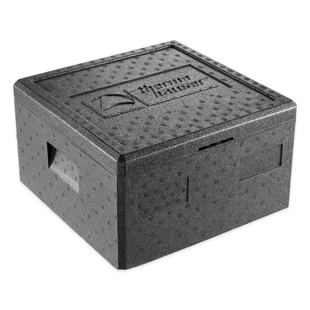 thermohauser Boîte isotherme en polypropylène expansé pour pizza Noir Avec couvercle 21,5 l 41 x 41 x 23,5 cm Pour service de livraison