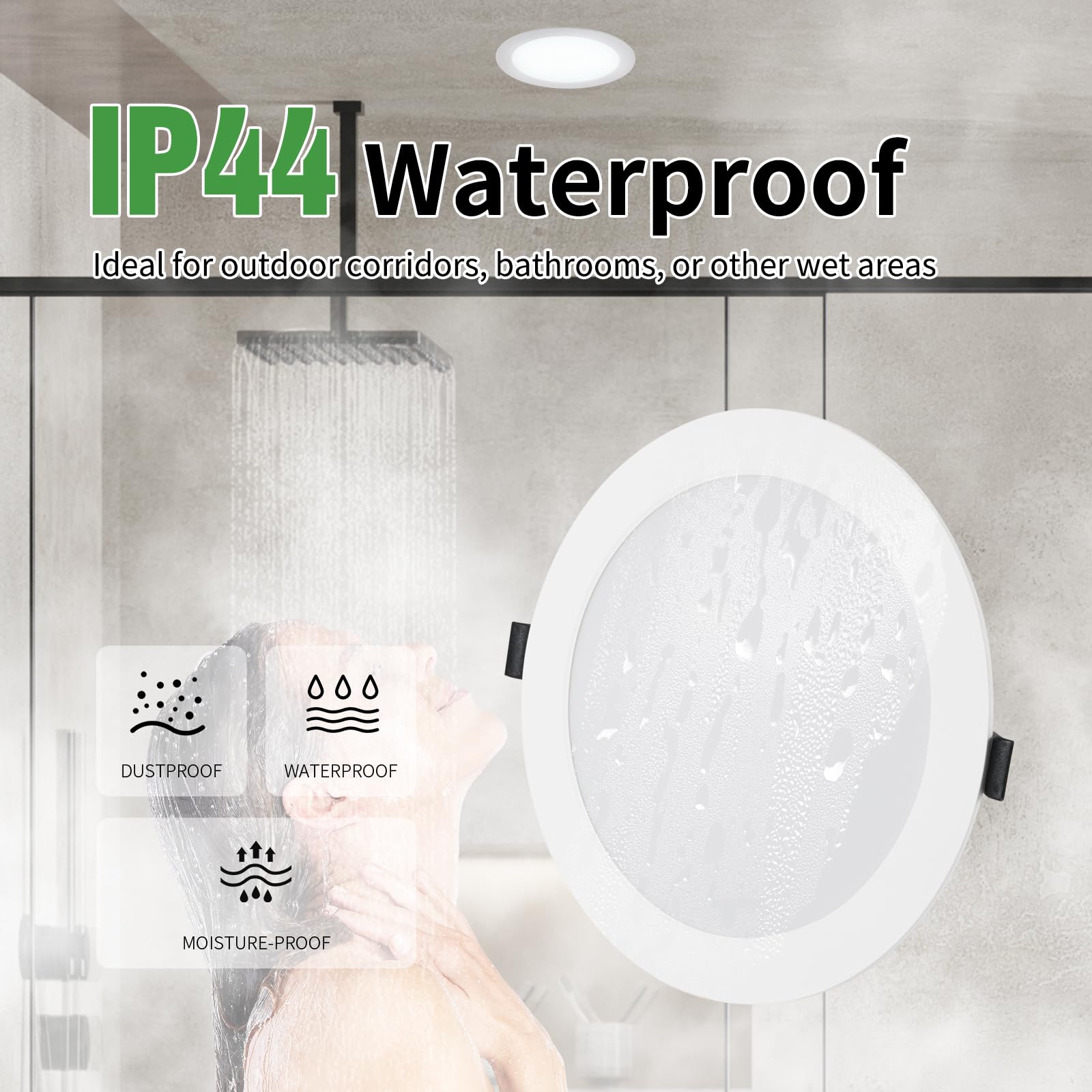 Grebeam 2 Pack 24W LED Downlights Ceiling, IP44, 2200LM - Image 3