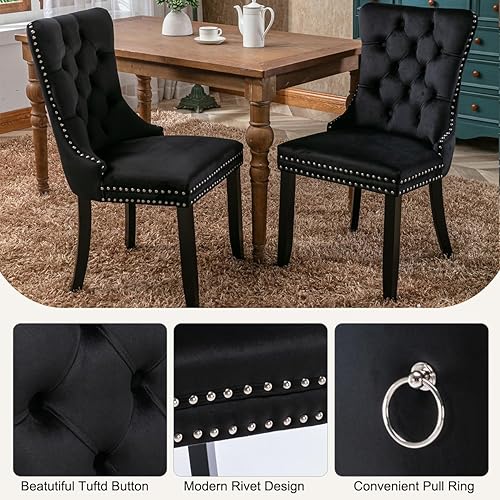 Miniatura 5 de SSLine Moderno juego de mesa de comedor de cristal de 7 piezas para 6 mesas de cocina y sillas rectangulares de lujo de vidrio para 6, mesas de