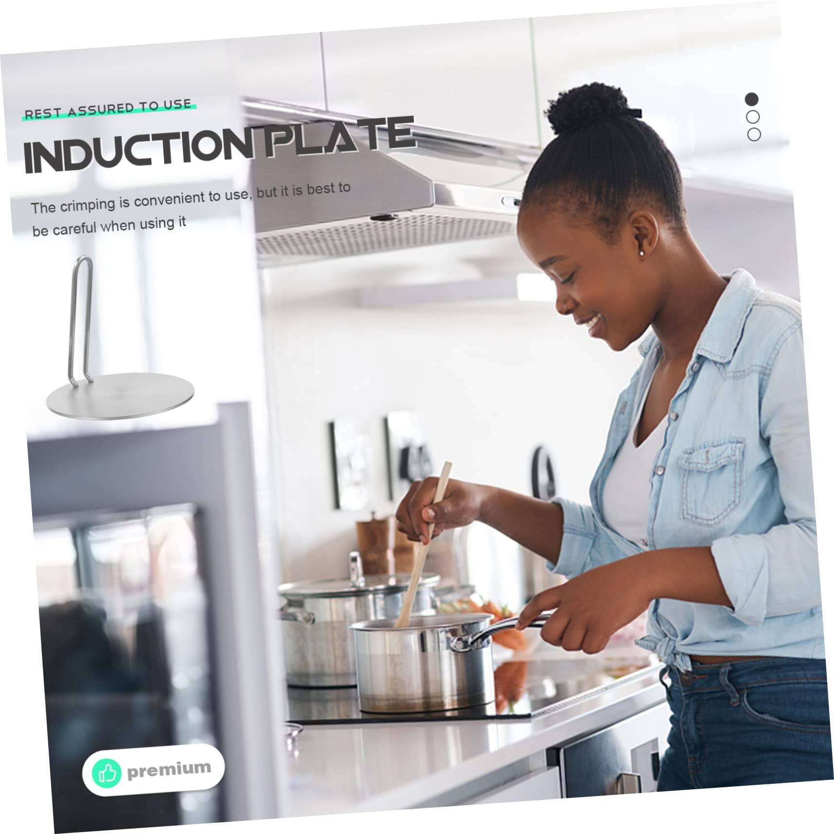 Placa Difusora de Calor para Estufa Eléctrica con Mango Extraíble de Acero Inoxidable Distribución Uniforme E Inducción y Apta para Ollas Cerámicas