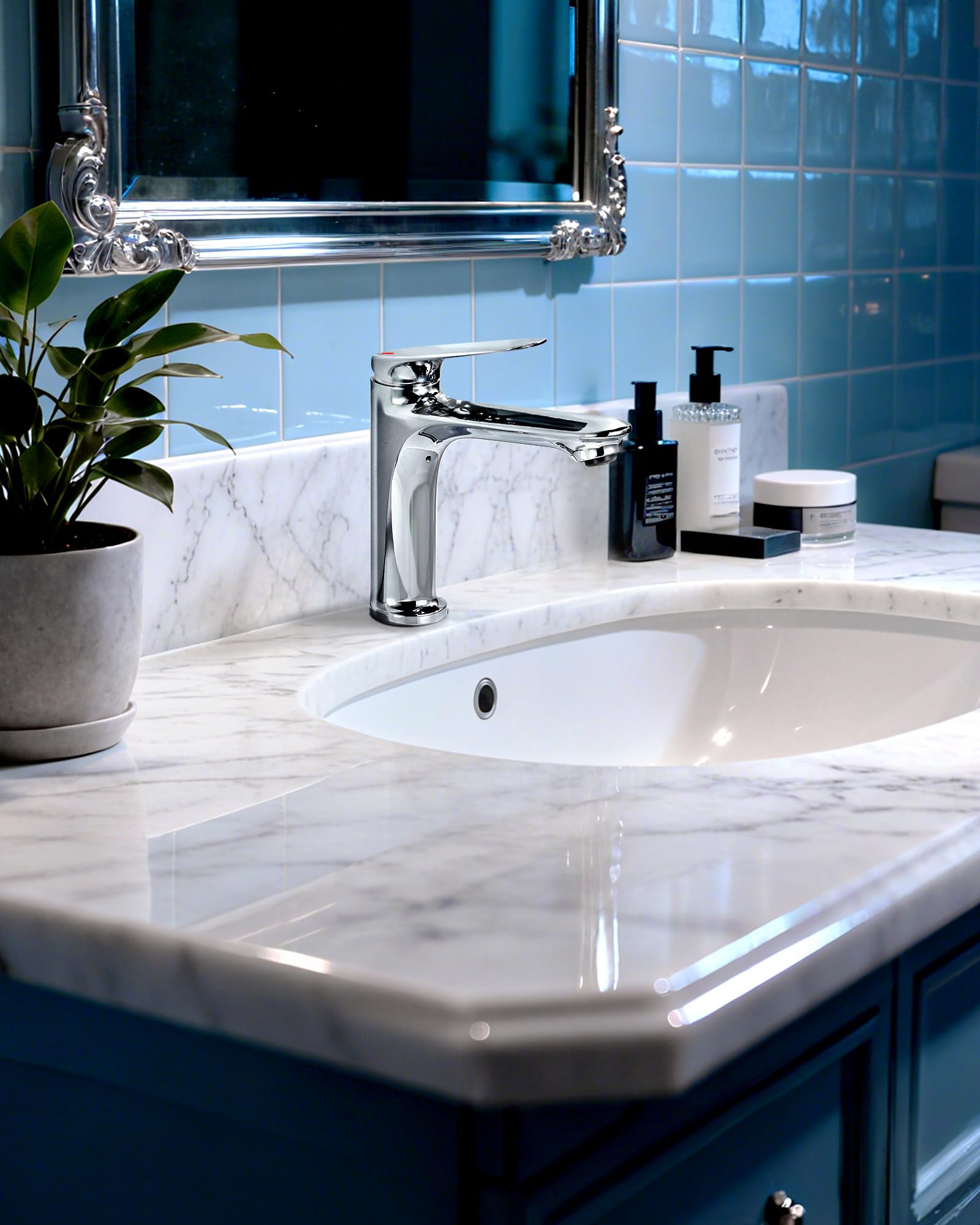 ARCORA Grifos de Lavabo, Grifo de Baño, Grifería con Salida de Agua Fría y Caliente Regulable, con Aireador Extraíble y Cartucho Cerámico, para Lavabos de Baño, Cromo