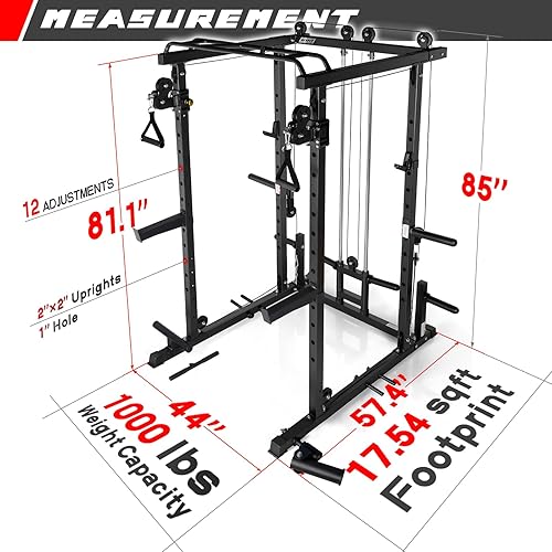Miniatura 5 de RitFit Multi-Function Garage & Home Gym Package Includes 1200LBS Power Cage PPC03/P3 with Cable Crossover System, Weight Bench, Olympic Barbell