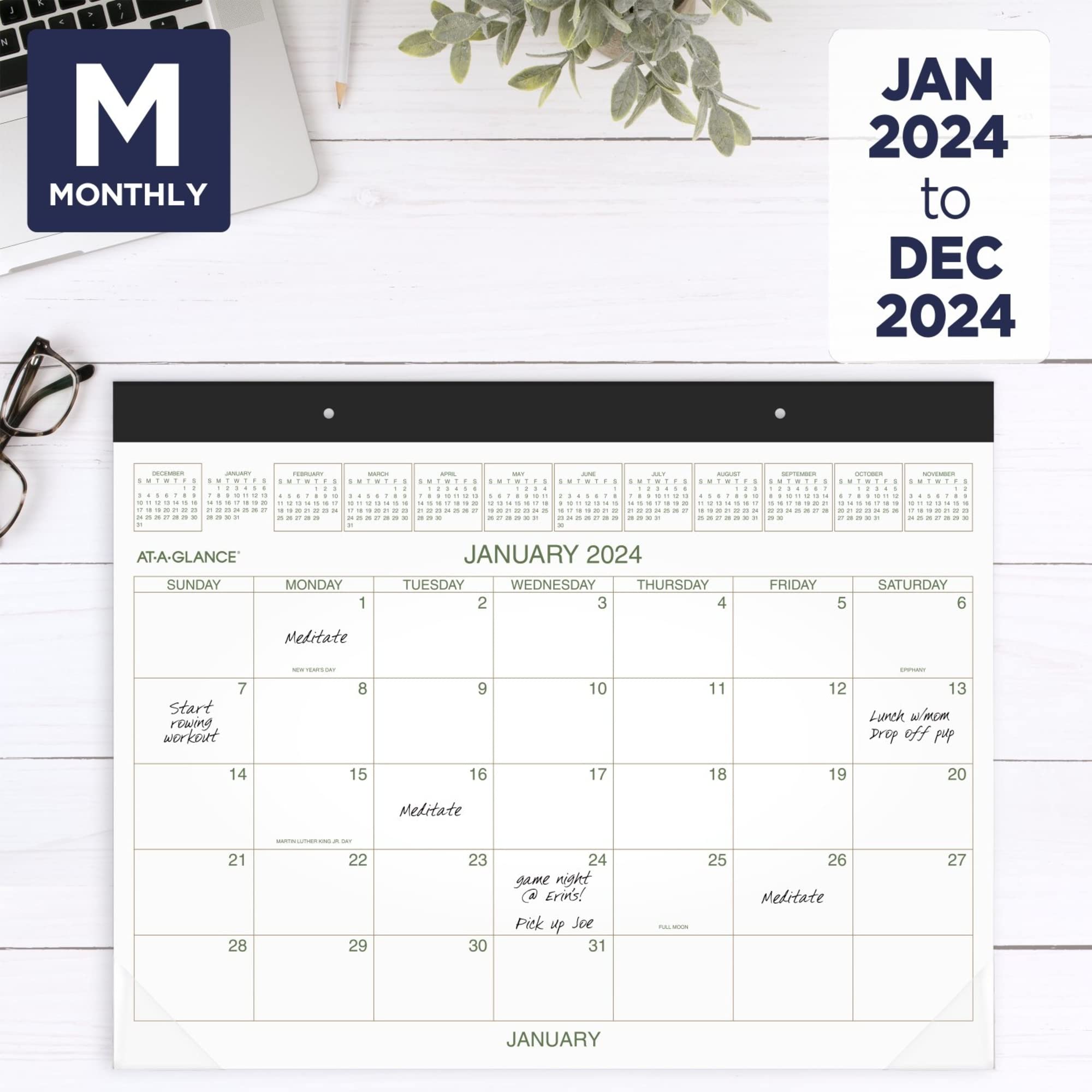 Calendario mensile 2024 AT-A-GLANCE®, 2 colori, 53 x 43 cm, da gennaio a dicembre 2024, GG250000
