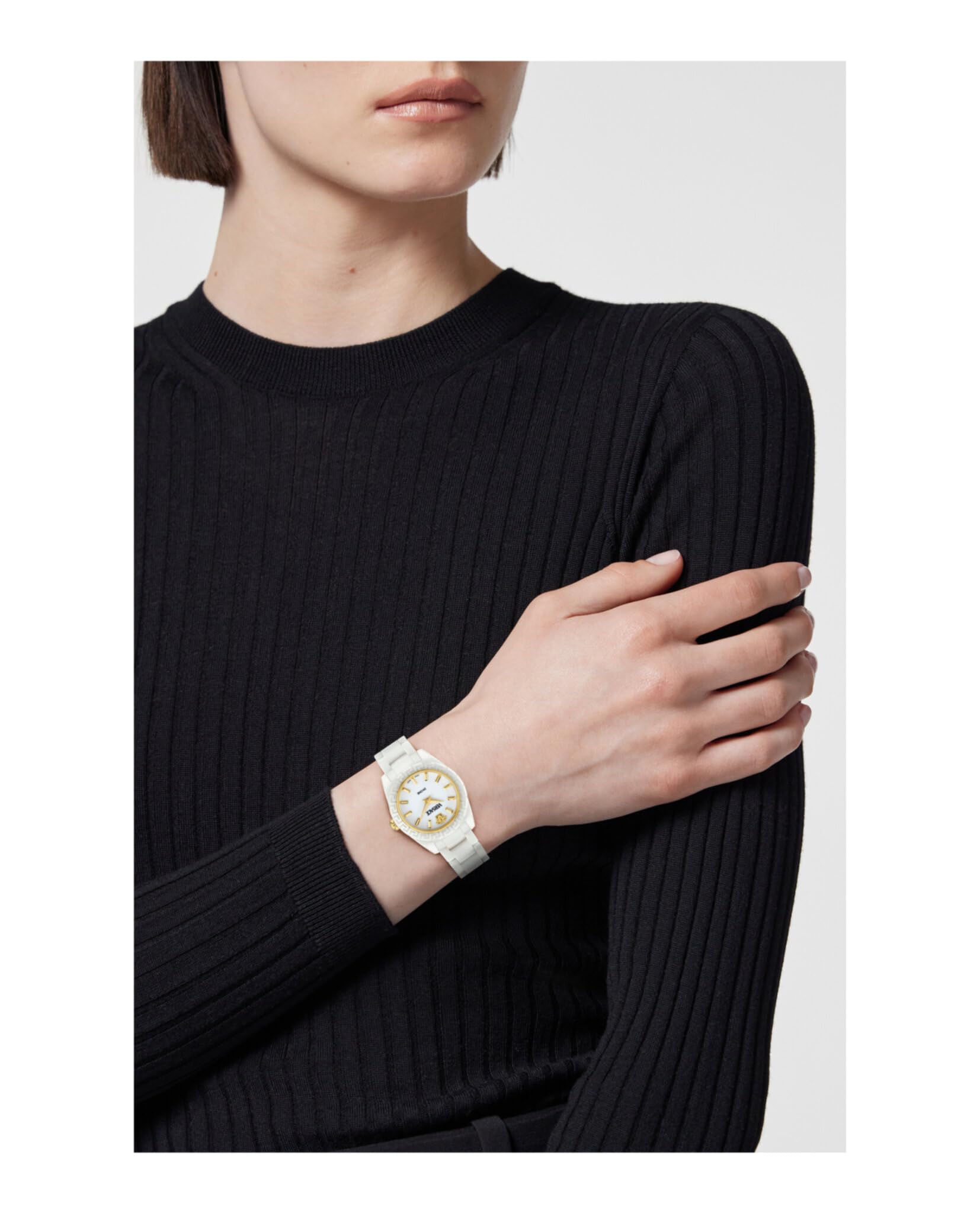 Versace Orologio Analogico al Quarzo Svizzero da Donna con Cinturino in Ceramica VE9F00224