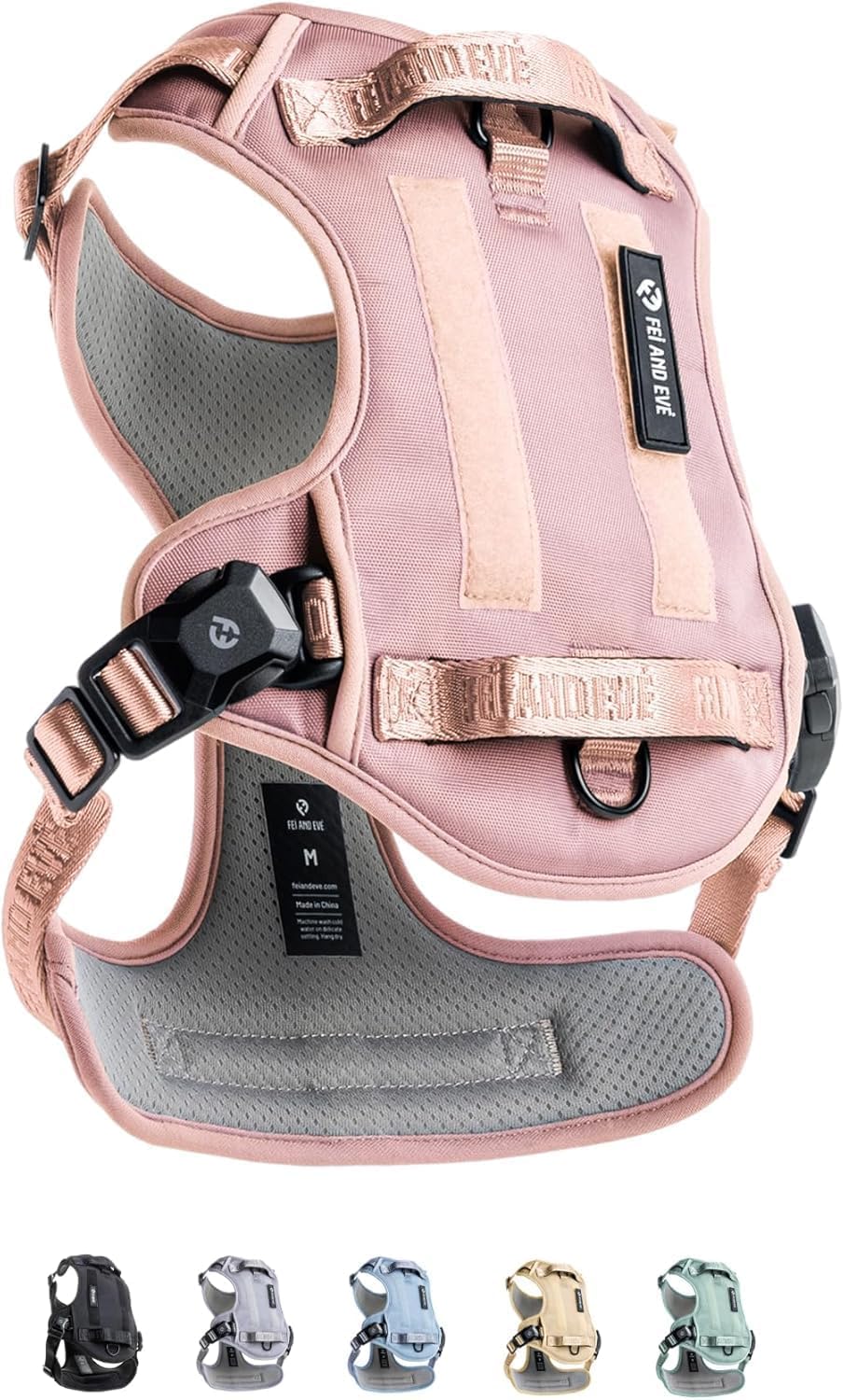 2026 New Edition, Fei & Eve MagEase Dog Harness - 3-Second Magnetic Buckles | 3-Point No-Pull Control | Heavy-Duty 900D Nylon | Dual Safety Handles | Breathable Mesh | Adjustable Fit | X-Large, Pink
