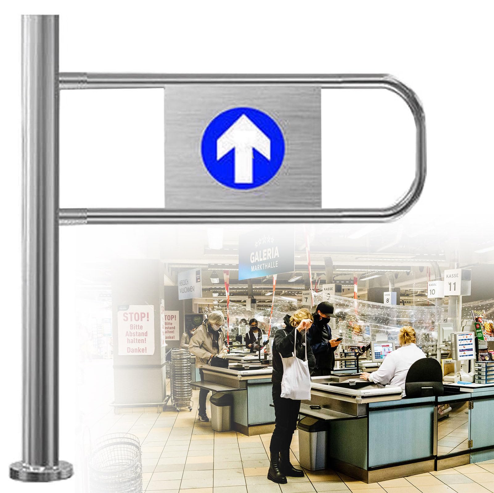Portillon de sécurité universel à ressort pour stopper les entrées non autorisées