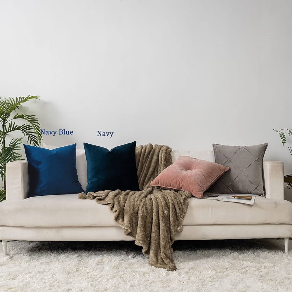 クッションカバー Cushion Cover navy line Navy Blue Cushion Cover, Modern Pillow Cover, 12x12 inch