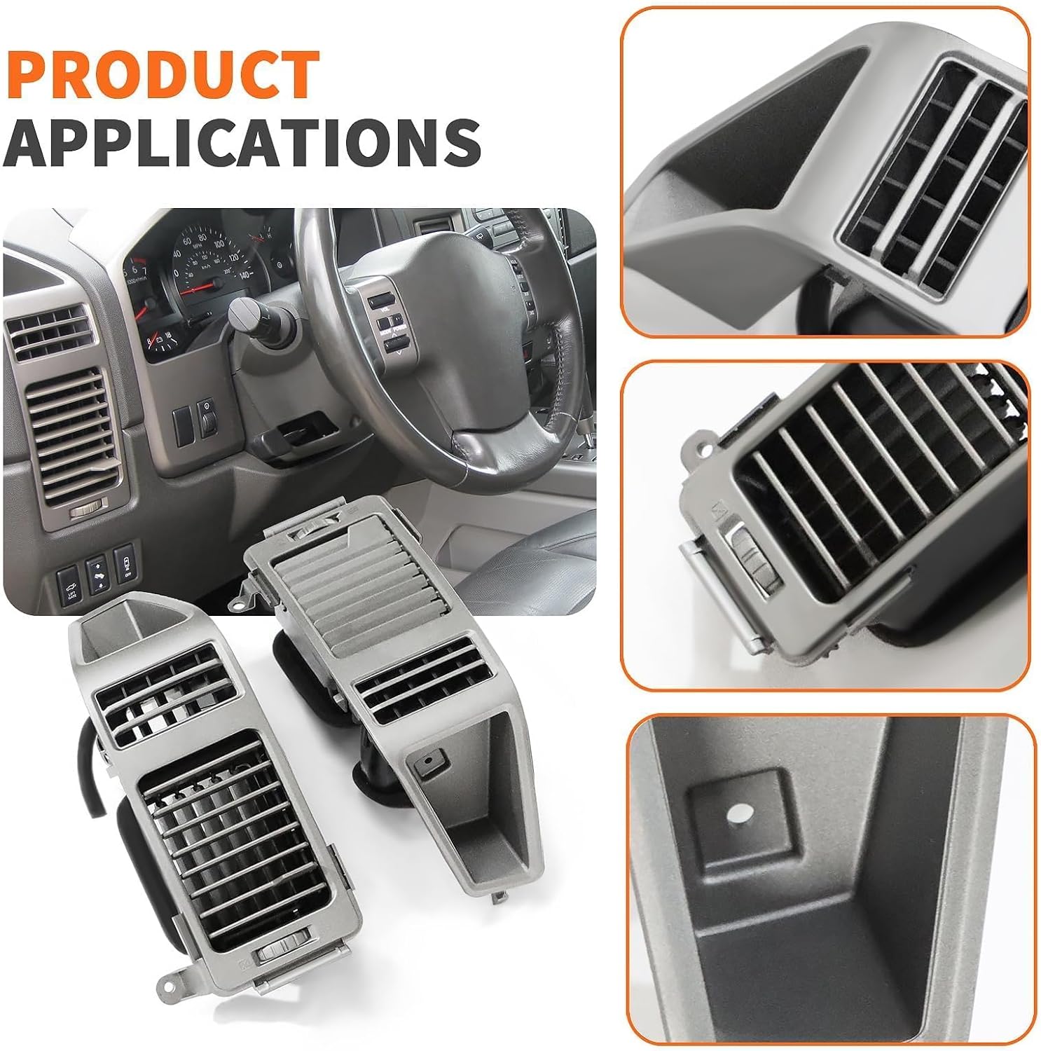 68420-7S000 684217S000 Dash A/C Vent Panel Cover Compatible with Titan Armada 2004-2006 Outlet Panel Assembly Gray Pair LH & RH A/C Dash Vent Trim