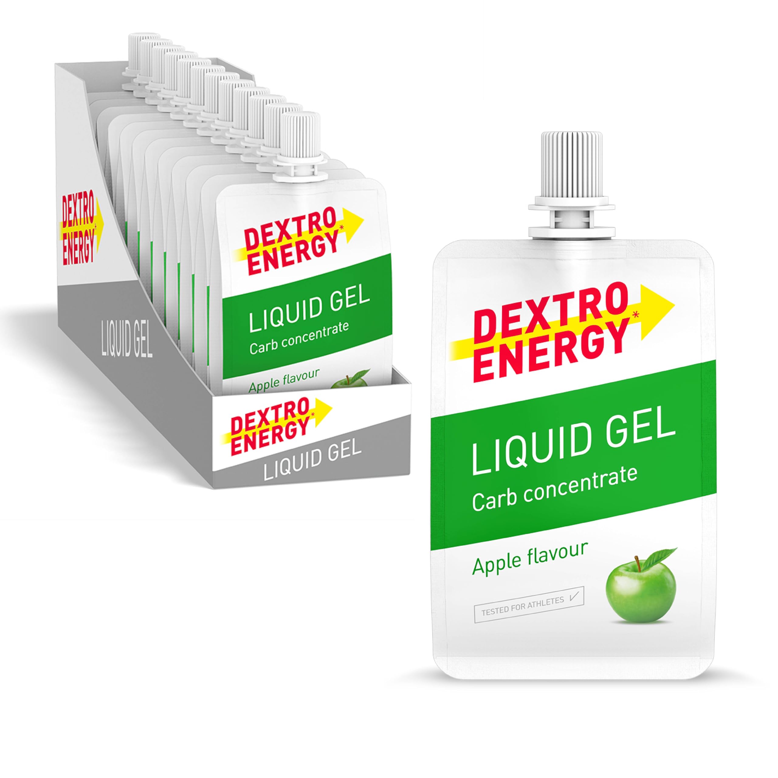 Dextro Energy Liquid Gel Apple - 12x60ml (12er Pack) - Traubenzucker Konzentrat aus schnell verfügbaren Kohlenhydraten, Energy Gel, mit Apfel Geschmack, Energy Riegel Alternative, für Ausdauersport