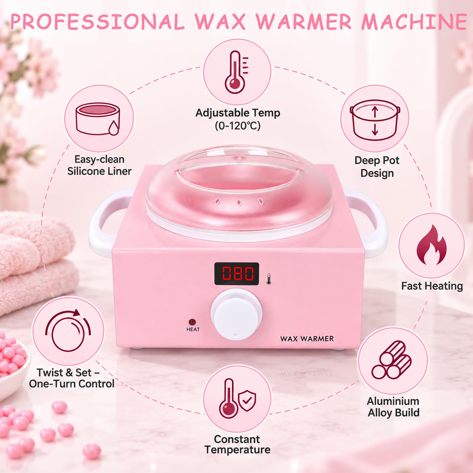 Beauty Star Macchina di riscaldamento della cera di Digital con la fodera del vaso di cera