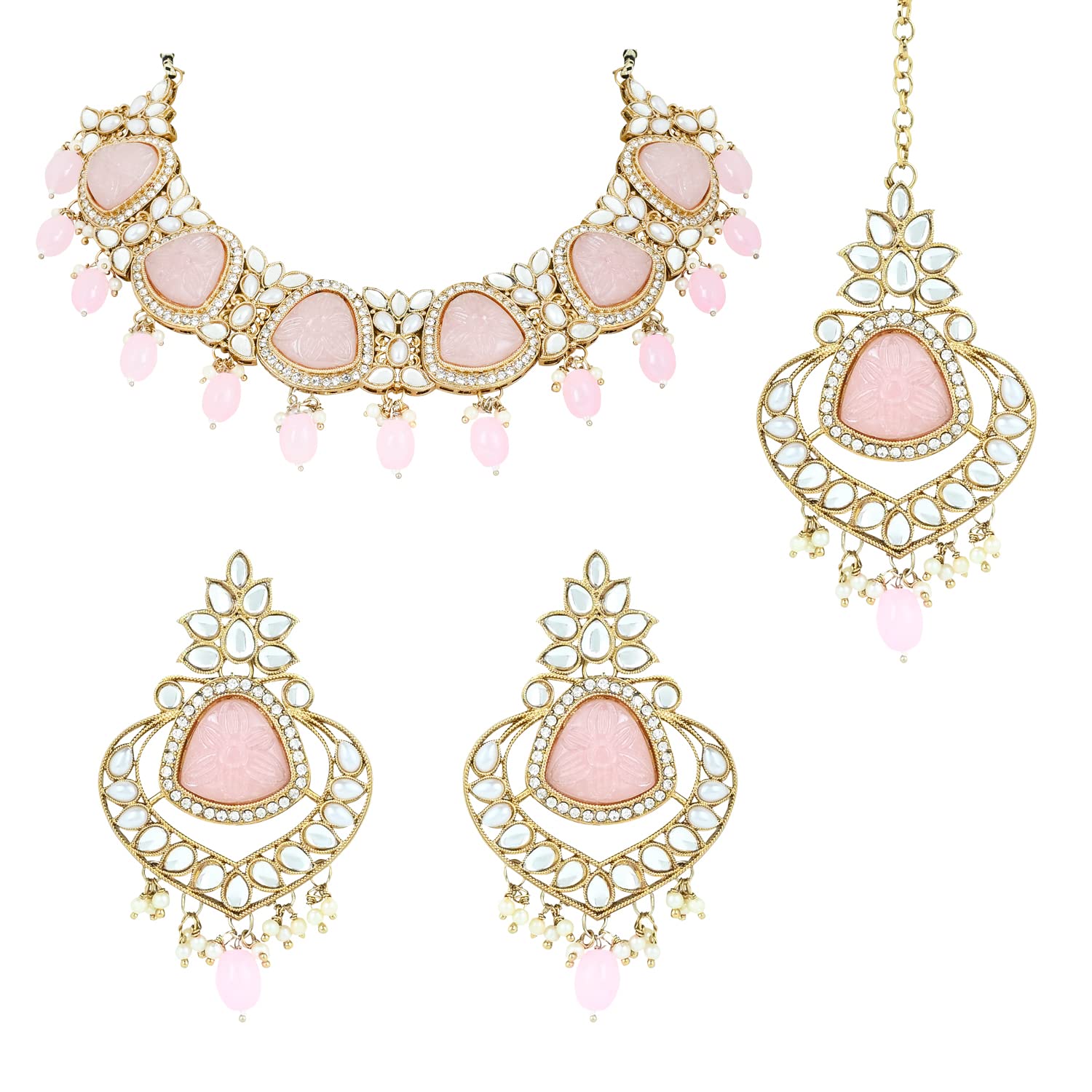 I Jewels 18k Gold Plated Traditional Pearl Kundan & Stone Studded Jewellery Necklace Set with Maang Tikka for Women (K7236Pi) (B0BWJRXZWJ) Amazon Price History, Amazon Price Tracker