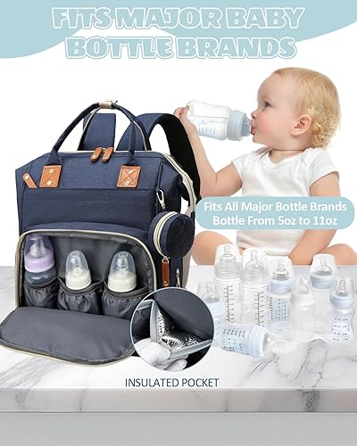 Miniatura 2 de Mochila para pañales con cambiador, bolsa de bebé de gran capacidad, más de 15 bolsillos, puerto USB, mochila de viaje impermeable para mamá y papá,