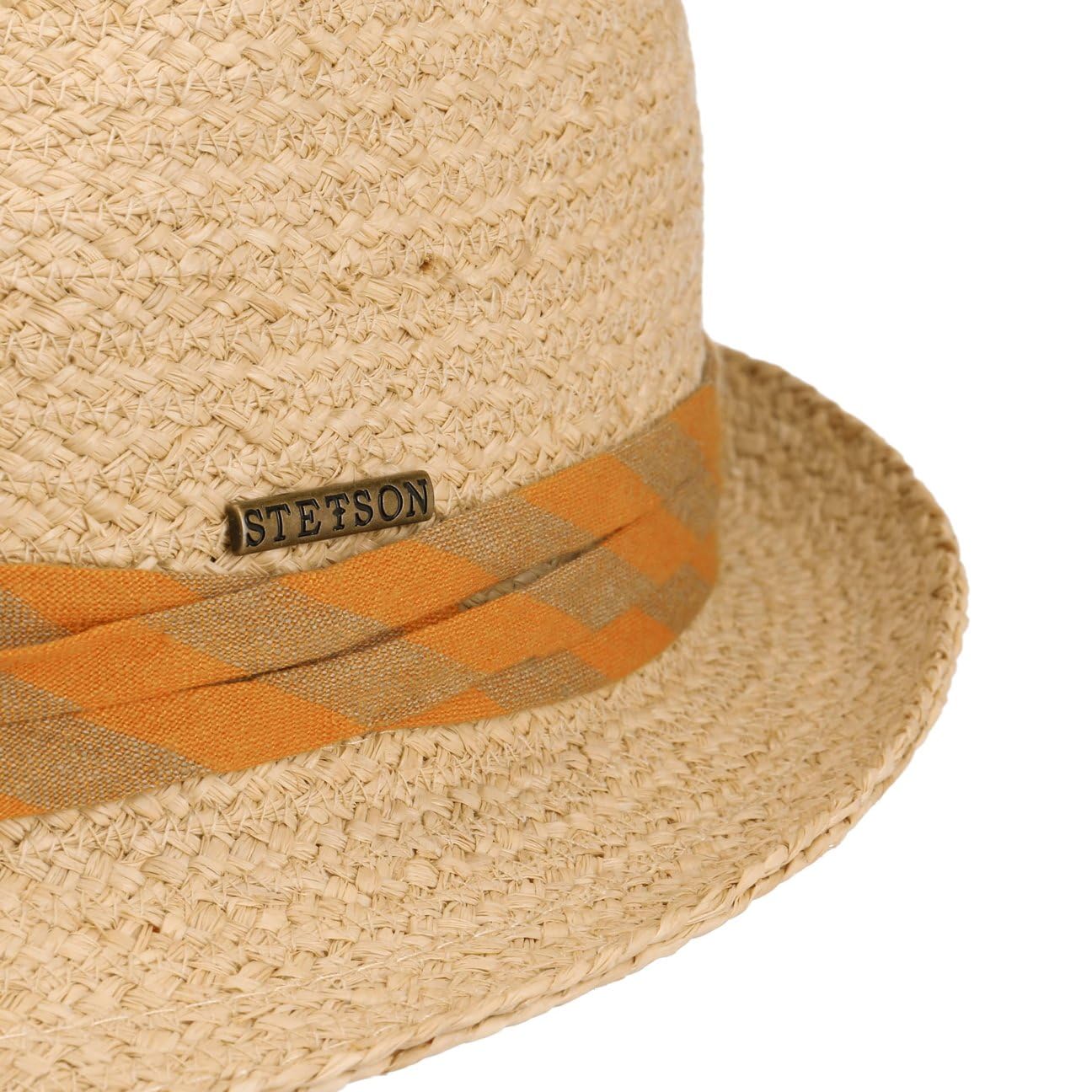 STETSON Benaro Kapelusz trilby rafia z ozdobnym paskiem tekstylnym Unisex Wiosna Lato