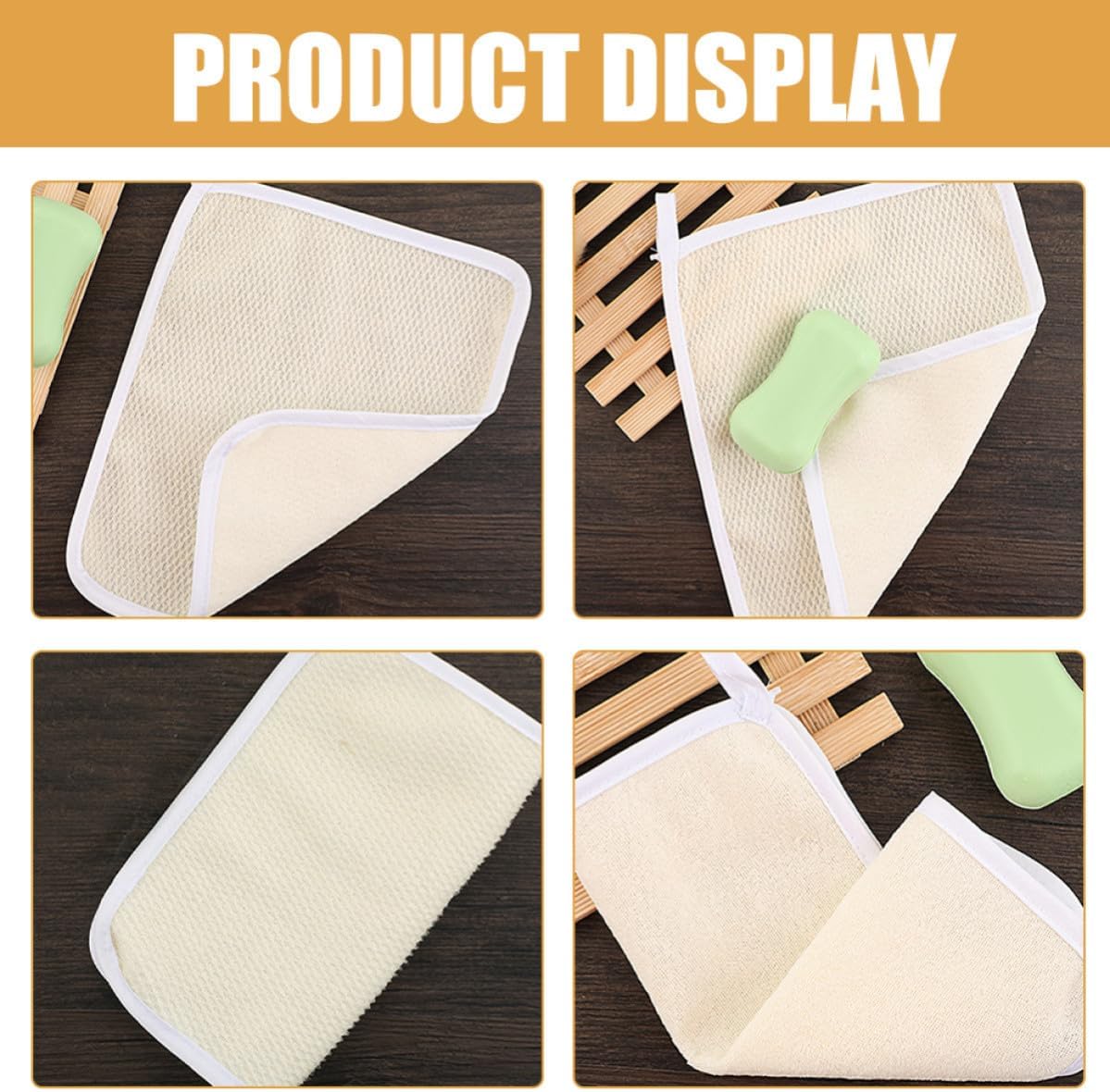 Didiseaon 6pcs Exfoliating Nylon Wash Cloth for Bath and Face with Quick Dry Function and Practical Simple Design Square Shape in Beige, for Daily Home Use and Gentle Skin Scrubbing