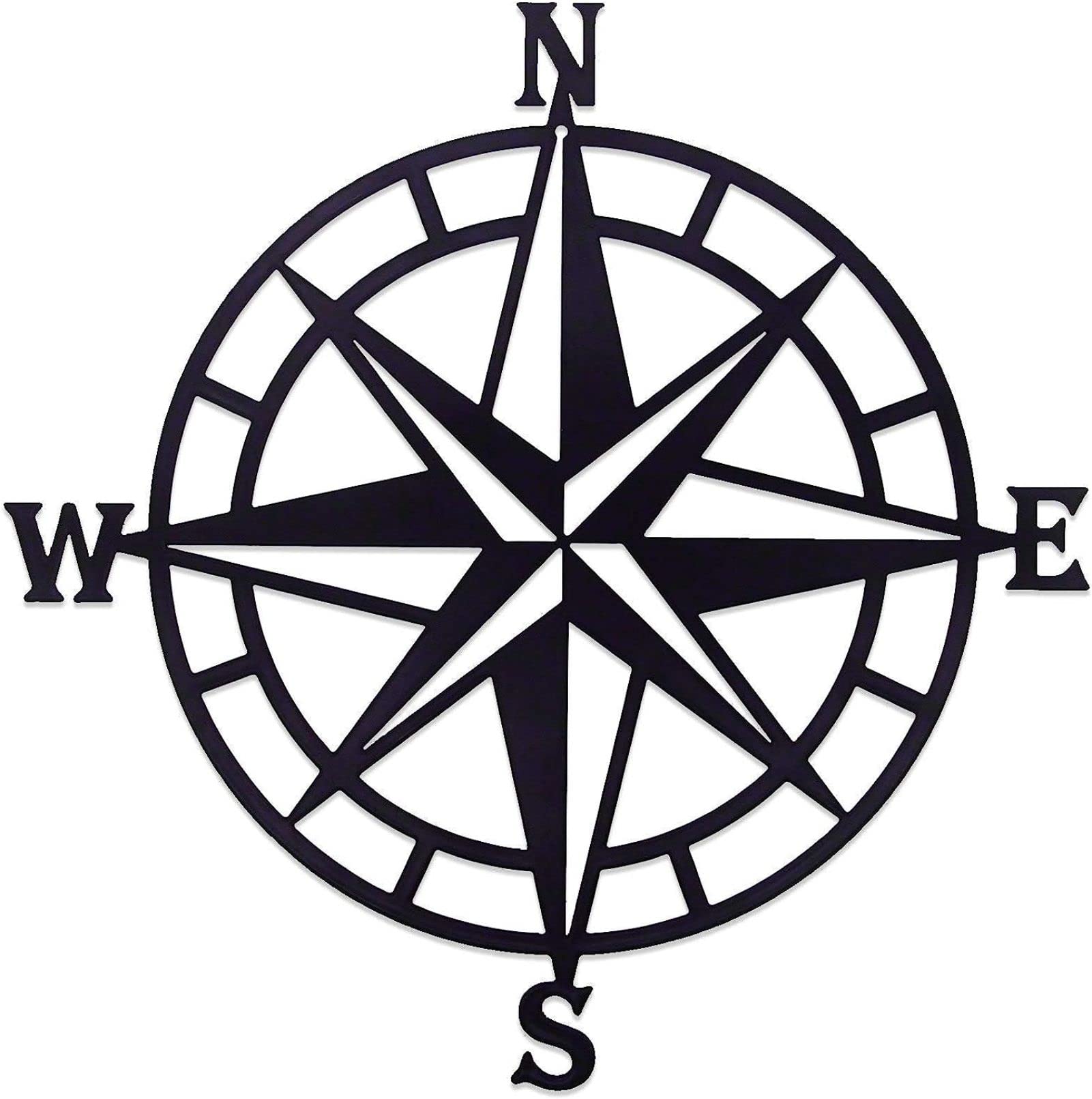 BGJJGT Black Metal Nautical Compass Wall Décor - Stylish Ocean Theme Art for Indoor/Outdoor Spaces (11 inches)