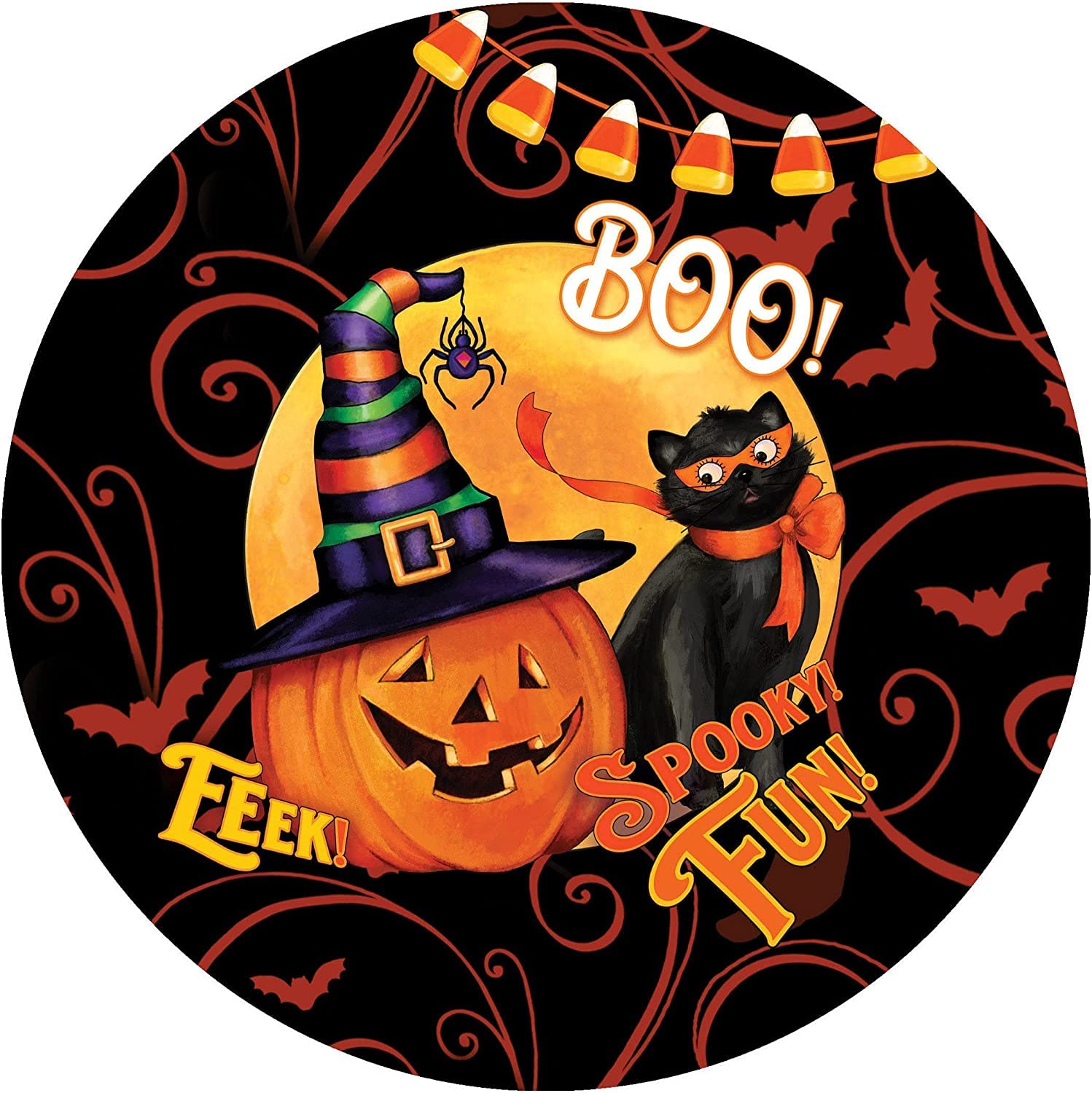 Round Metal Sign Round Shh, eek, Pumpkin Wreath Sign, Halloween Wreath Sign, tin Sign, Wall Decor, Metal Sign, Home bar, Garage tin Sign 12x12inch