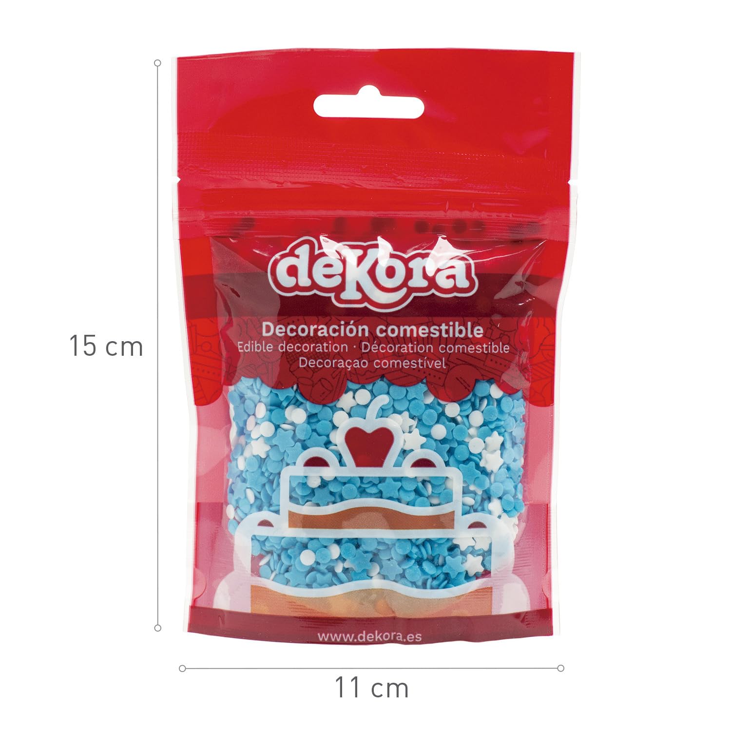dekora - Confetti Sprinkles Edible Confetti Sprinkles - Niebiesko-Białe Cukrowe Gwiazdki i Kółka - Jadalne dekoracje do ciast i babeczek - 100 g