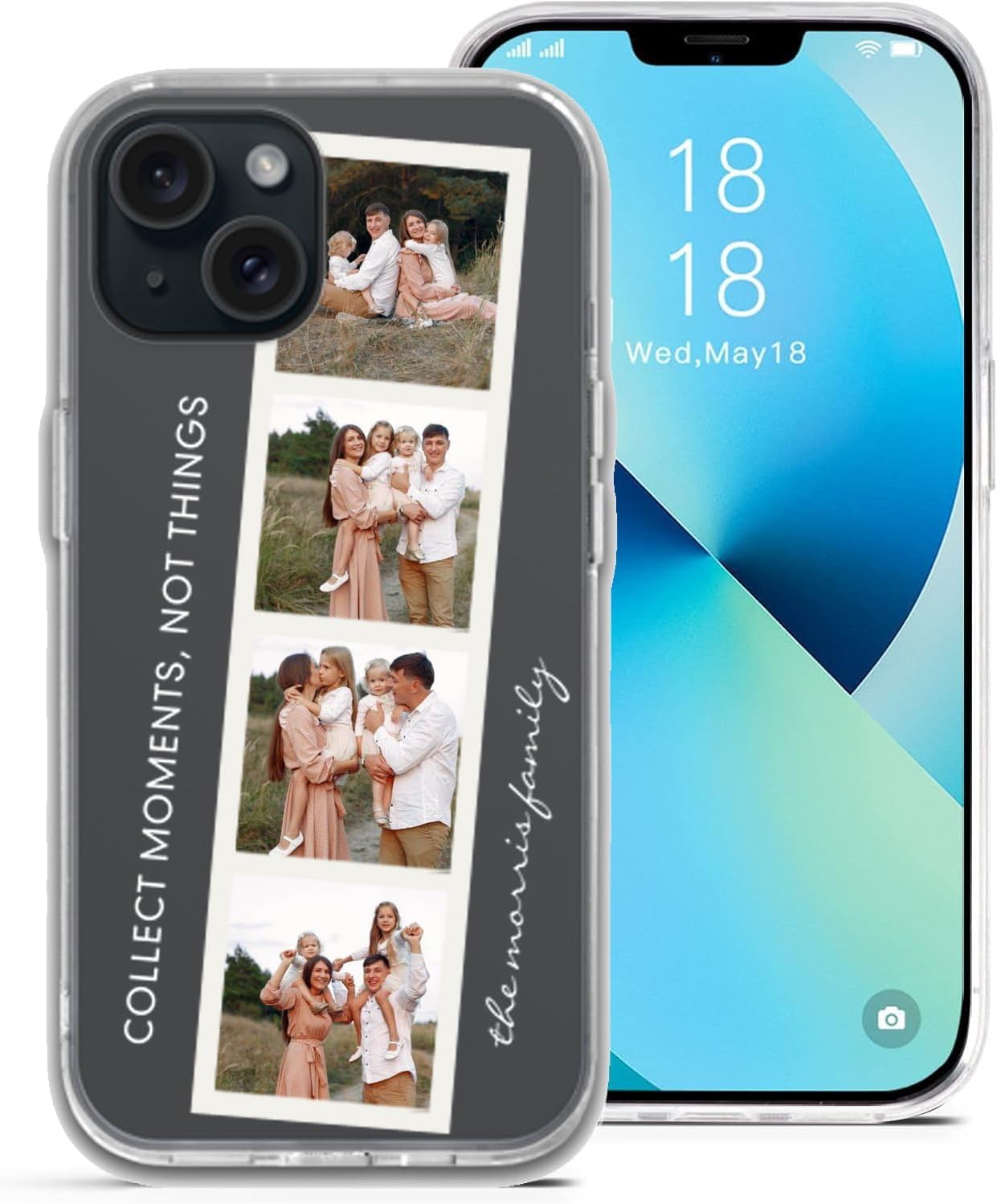 Custom 4 Picture & Name Soft TPU Phone Case for iPhone 16 Pro 15 14 13 12 Mini 11 X XS Pro Max XR 8 7 6 Plus– Personalized Gift for Best Friend
