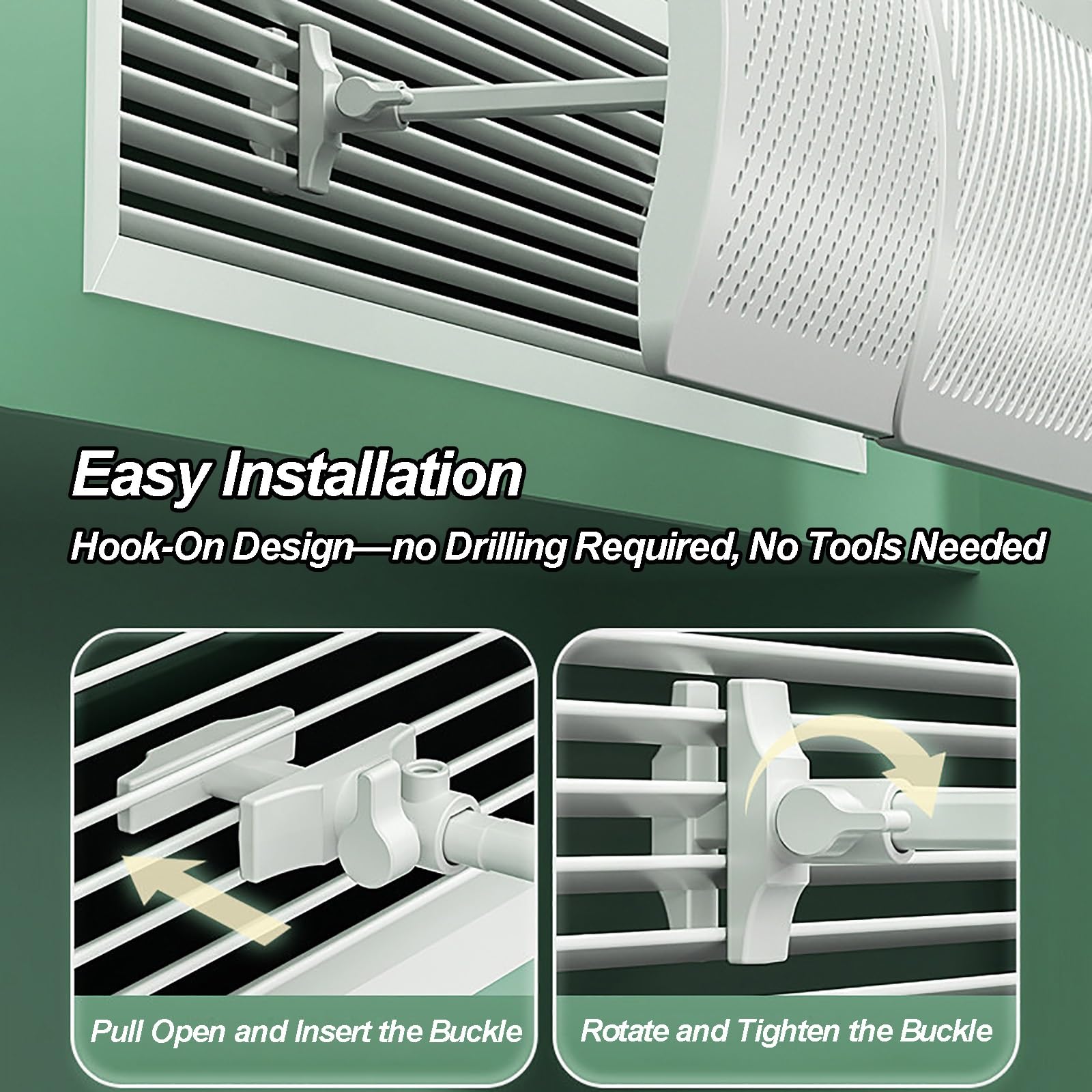 Deflettore Condizionatore, Deflettore Condizionatore Universale Retrattili per Bocchette a Soffitto, Anti-Flusso Diretto, Facile Installazione, Angolo Regolabile(82x16cm/32x6in)
