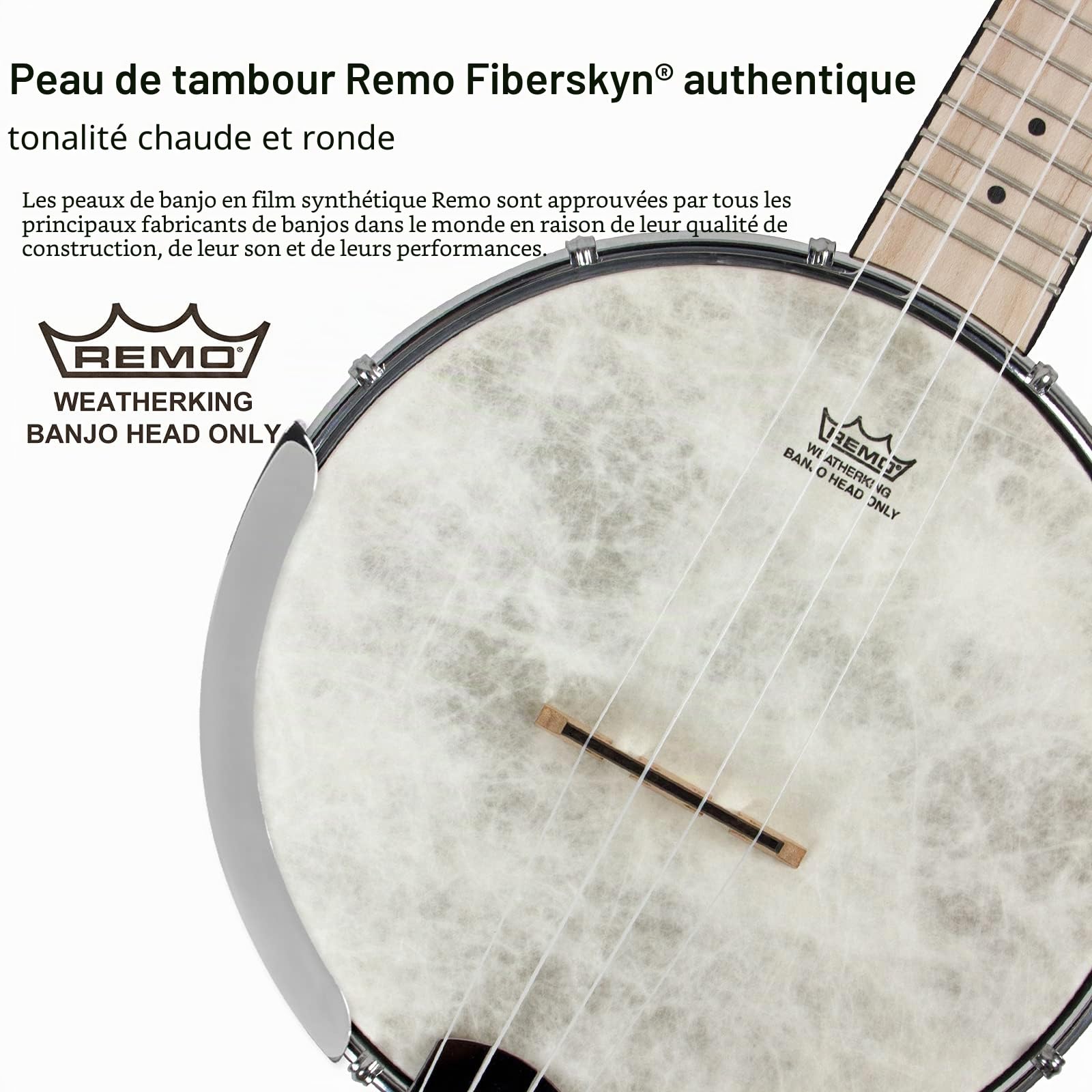 Aklot Banjolele,4 Saiten Banjo-Ukelele 23 Zoll Konzert Remo Trommelkopf, offener Rücken, Ahornkorpus 1:15, Advanced Tuner mit Zwei-Wege-Halsstab,Gigbag Tuner Saitengurt Plektren