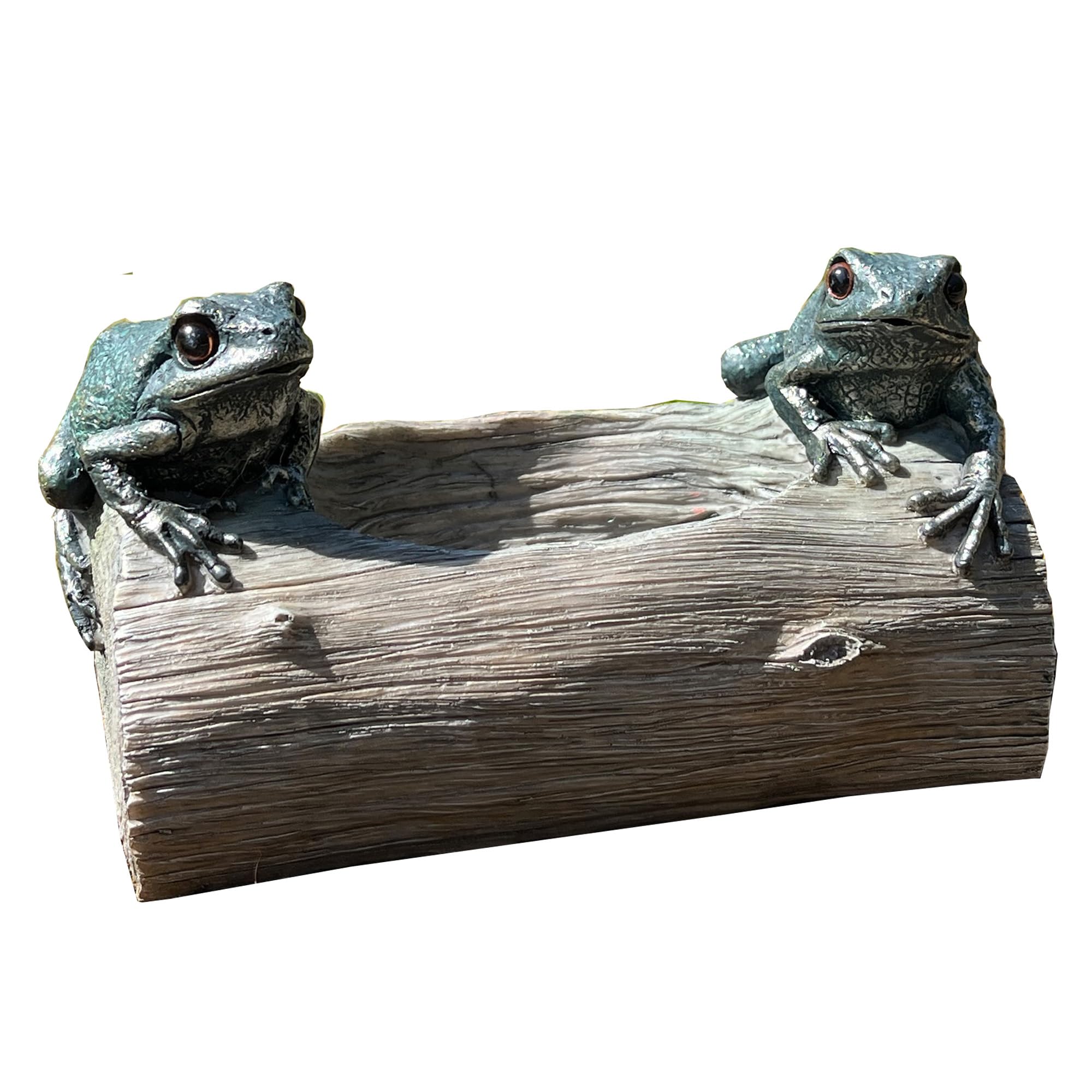 Alfie Francis 21cm (Length) Resin Frogs on Log Decorative Bird Feeder Garden Ornament Figurine Statue Sculpture Outdoor Decoration
