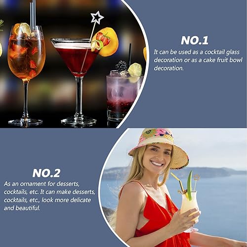 Miniatura 3 de NUOBESTY 200 piezas de púas de cóctel Star Martini Picks Party Food Fruit Bebidas Palillos decorativos para boda, cumpleaños, vacaciones, fiesta,