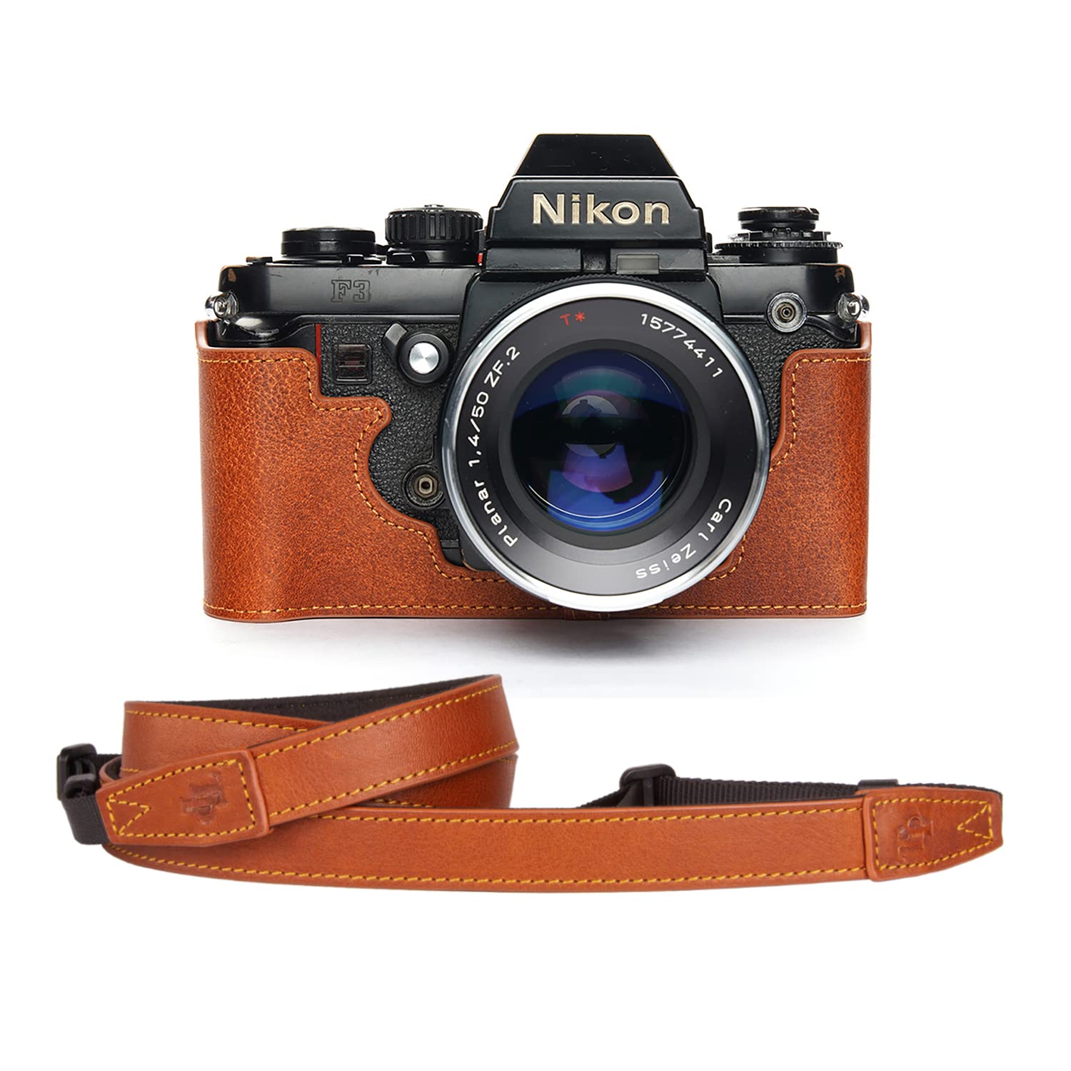 TP Handmade Genuine Real Leather Half Camera Case Bag Cover for Nikon F3 F3HP F3AF F3T (Brown, Camer