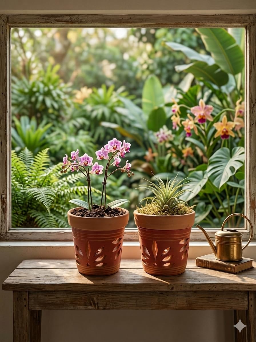 Glass Shaped Terracotta Planter for Orchid and Air Plant (Set of Two)-image-18