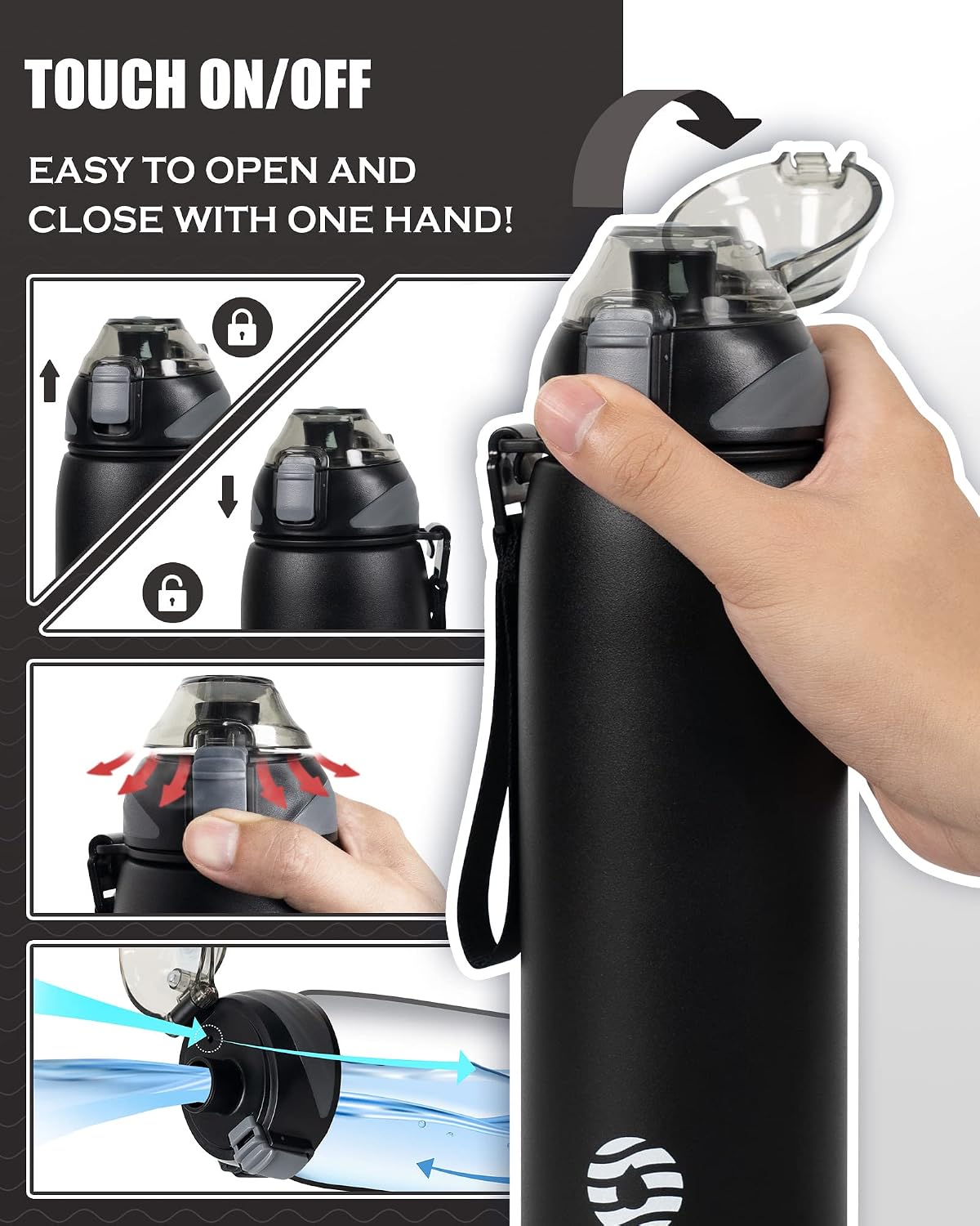 Fjbottle Water Bottle,34oz Stainless Steel Sports Insulated Water Bottle Double Wall Vacuum Leak Proof BPA Free Drinks Flask with Bottle Sleeve,Keep Hot or Cold Ice Drinks Bottle For Home,Outdoor,Gym image 4