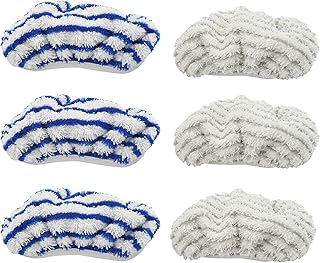 QASULER 6 Piezas de Almohadillas de Microfibra de Repuesto for Rowenta, Accesorio de Limpieza Clean&Steam ZR005801, Lavables y Reutilizables Limpiador a Vapor para el hogar