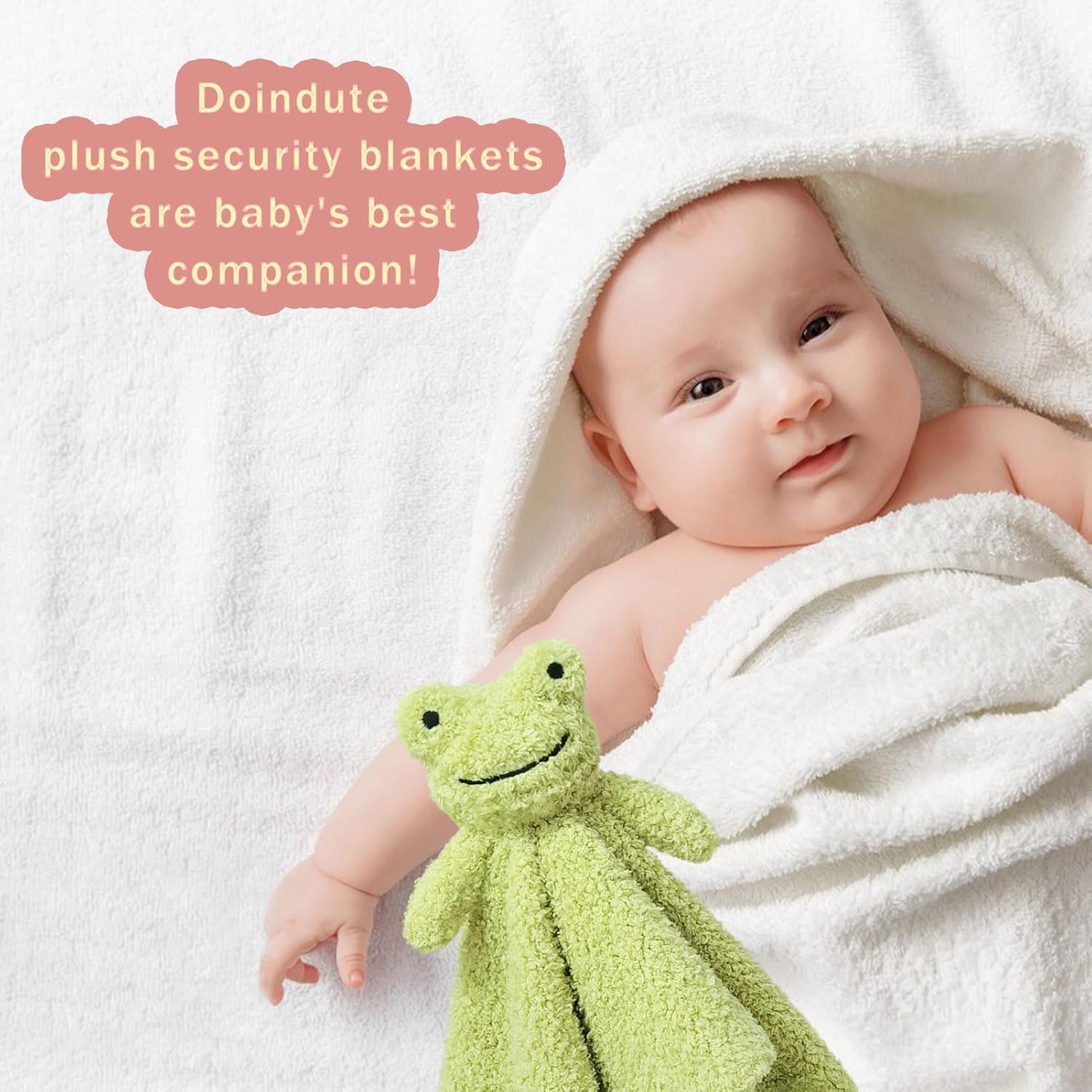 Baby Green Frog Soft Stuffed Animal Security Blanket, Plush Frog Character Lovey Blanket, Baby Shower/Nursery Gift, Newborn Infant Toddler Snuggle Blankie for Boys Girls, 18 Inches