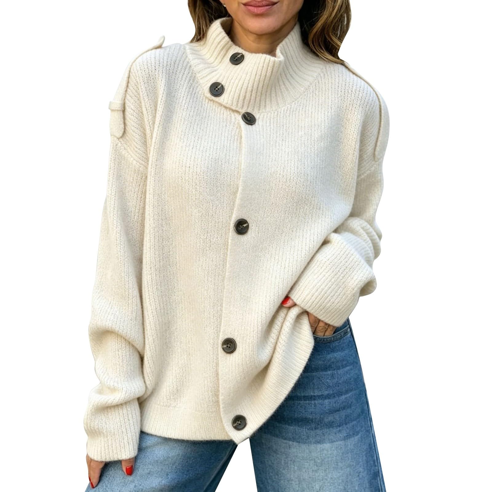 Generisch Cárdigan casual de manga larga para mujer, ropa de abrigo suave y transpirable, cárdigan fino y ligero, cárdigan de punto fino casual grueso, cálido, abrigo de punto suave