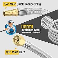 Vista 2 de Manguera de conexión rápida de propano de 12 pies para RV a parrilla de gas, manguera de propano de conexión rápida con válvula de cierre