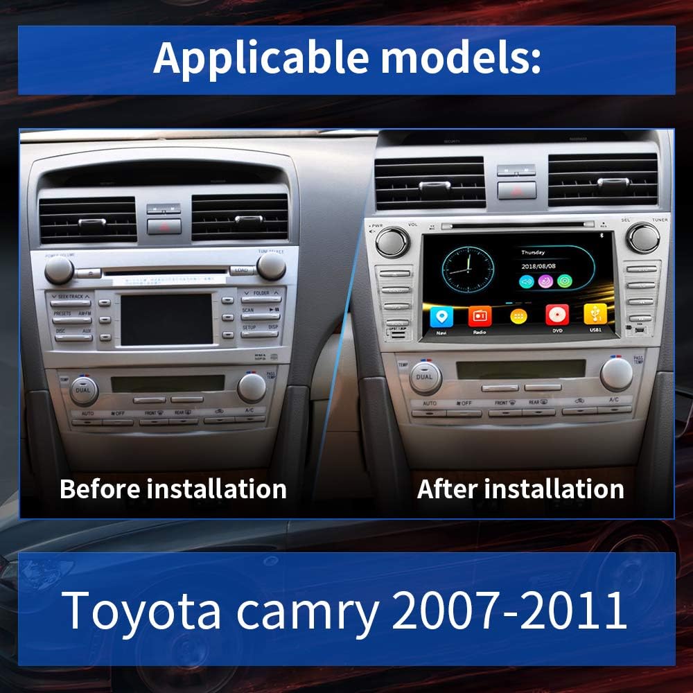 Amazon Com Car Radio In Dash Stereo Navigation For 2007 2011 Toyota Camry Aurion Replacement Double Din 8 Inch Touchscreen Dvd Player Bluetooth With Backup Camera Microphone 16g Map Card Electronics